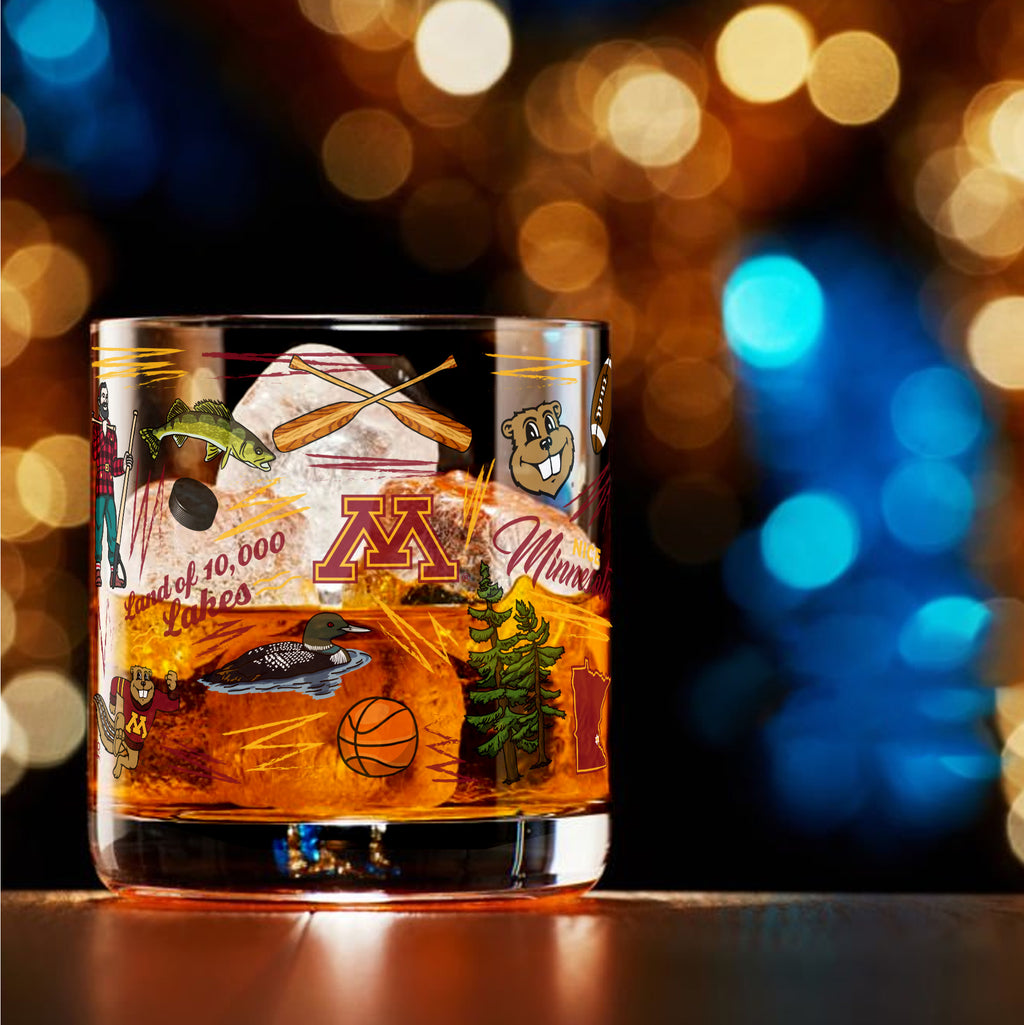 Set of 2 Minnesota Golden Gophers 14oz Local Rocks Glasses