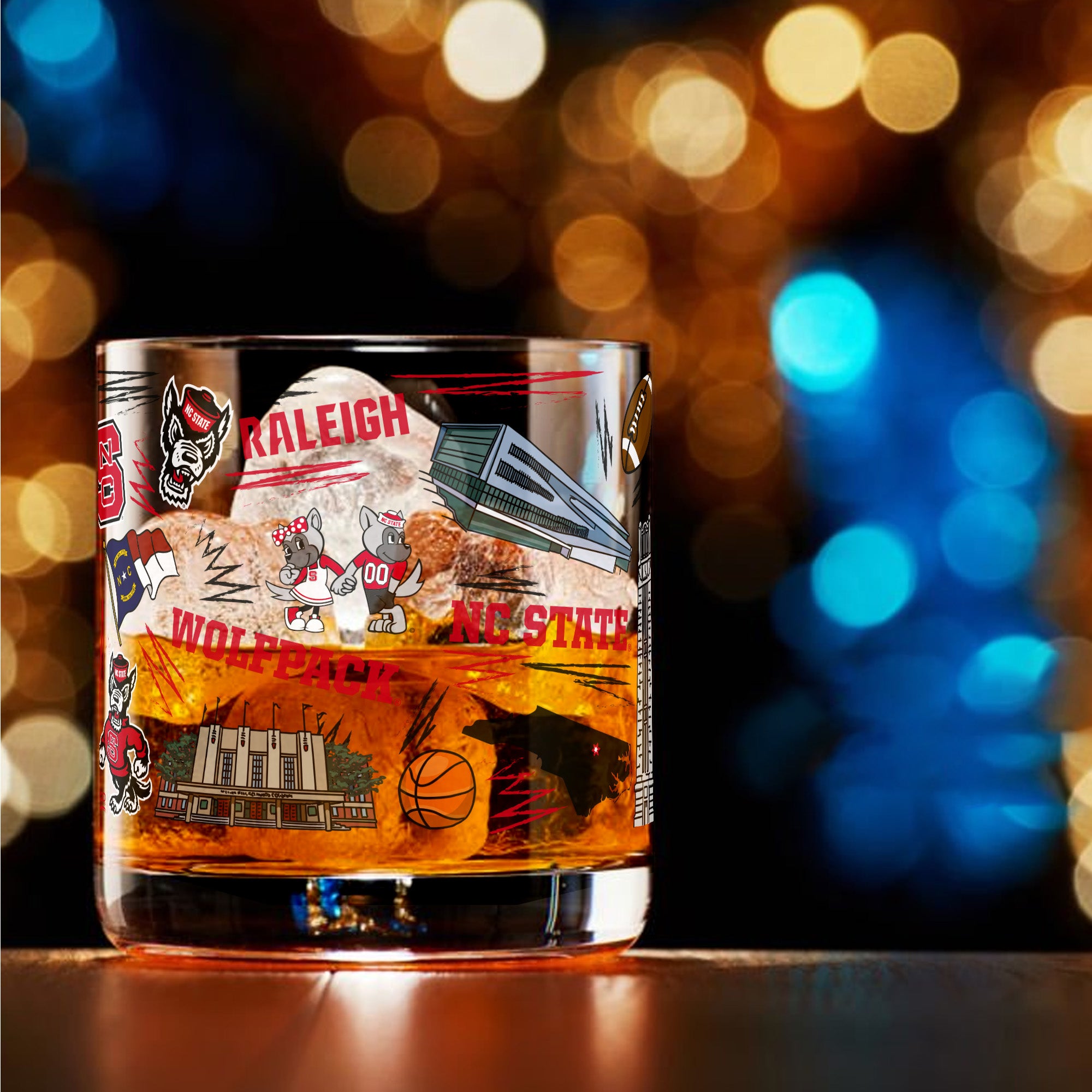 Set of 2 NC State Wolfpack 14oz Local Rocks Glasses