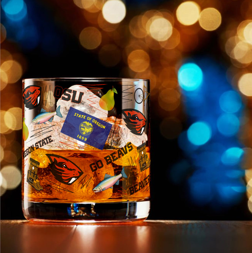 Set of 2 Oregon State Beavers 14oz Local Rocks Glasses