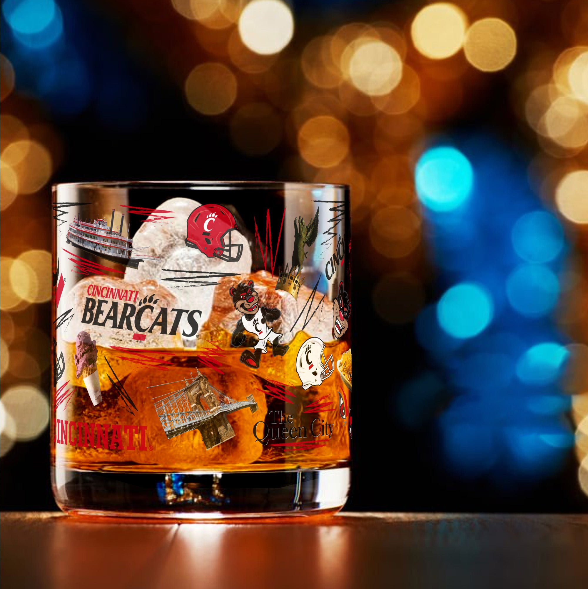Set of 2 Cincinnati Bearcats 14oz Local Rocks Glasses