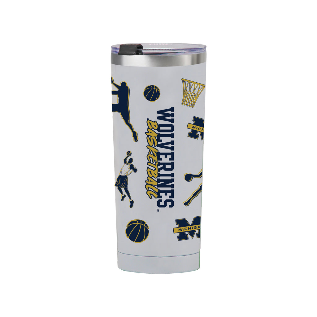 24oz Michigan Wolverines Basketball Sketch Tumbler
