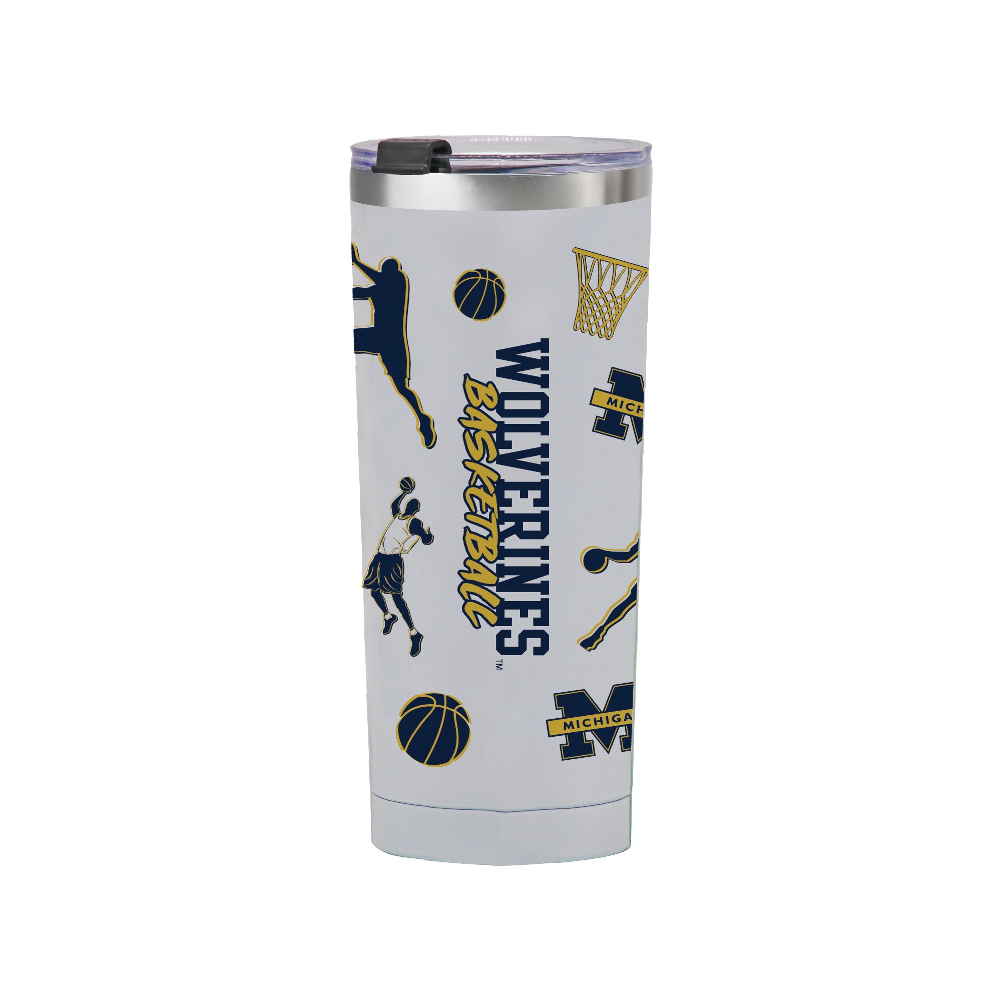 24oz Michigan Wolverines Basketball Sketch Tumbler