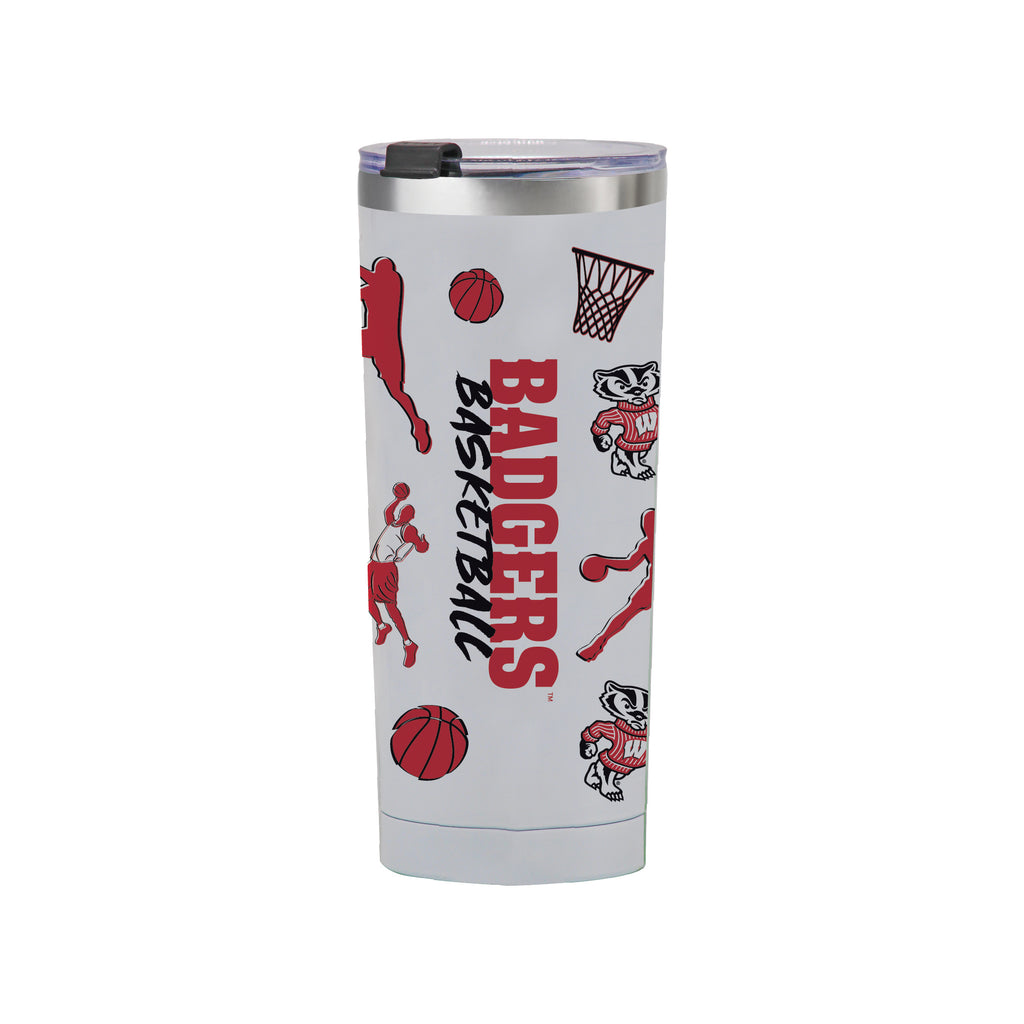 24oz Wisconsin Badgers Basketball Sketch Tumbler