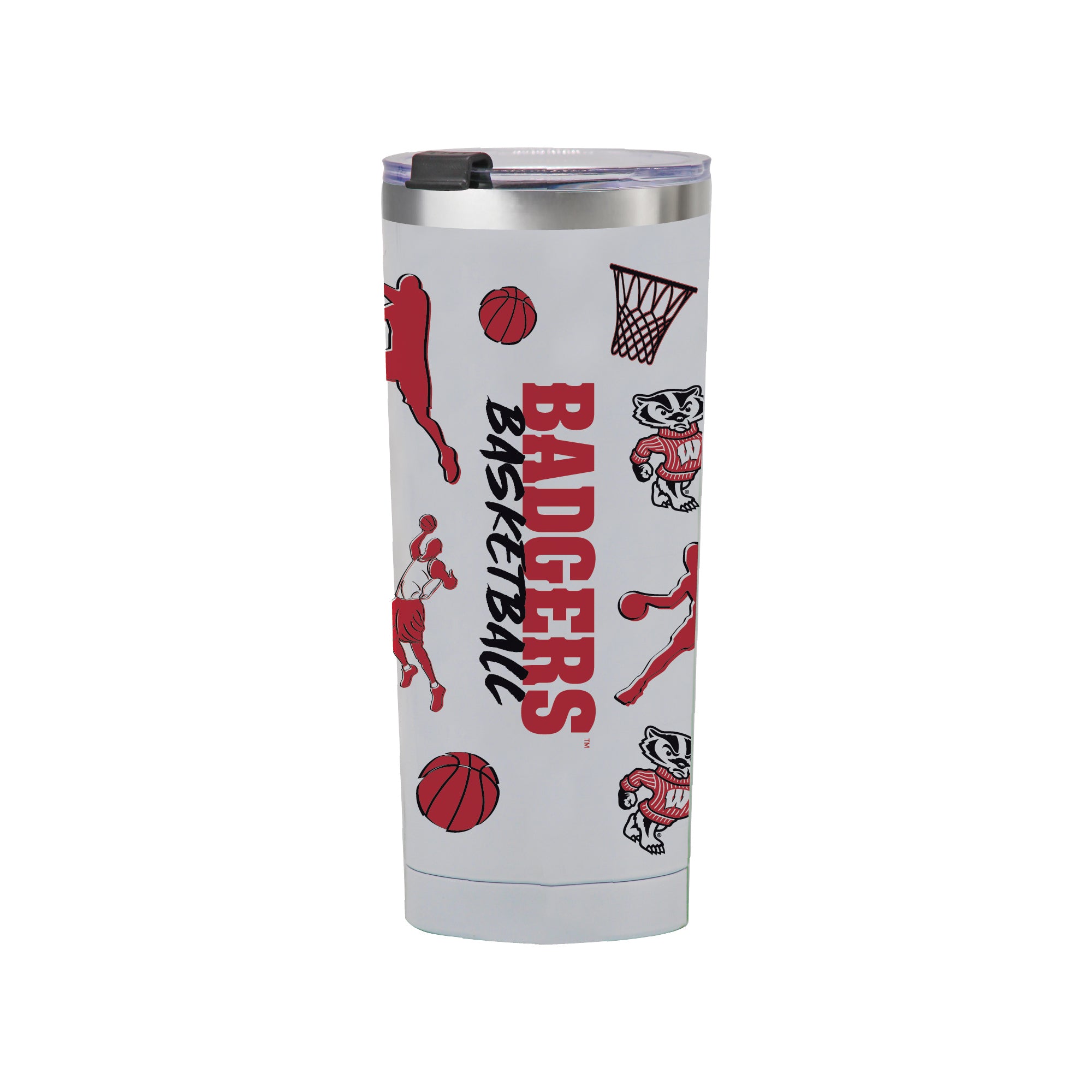 24oz Wisconsin Badgers Basketball Sketch Tumbler