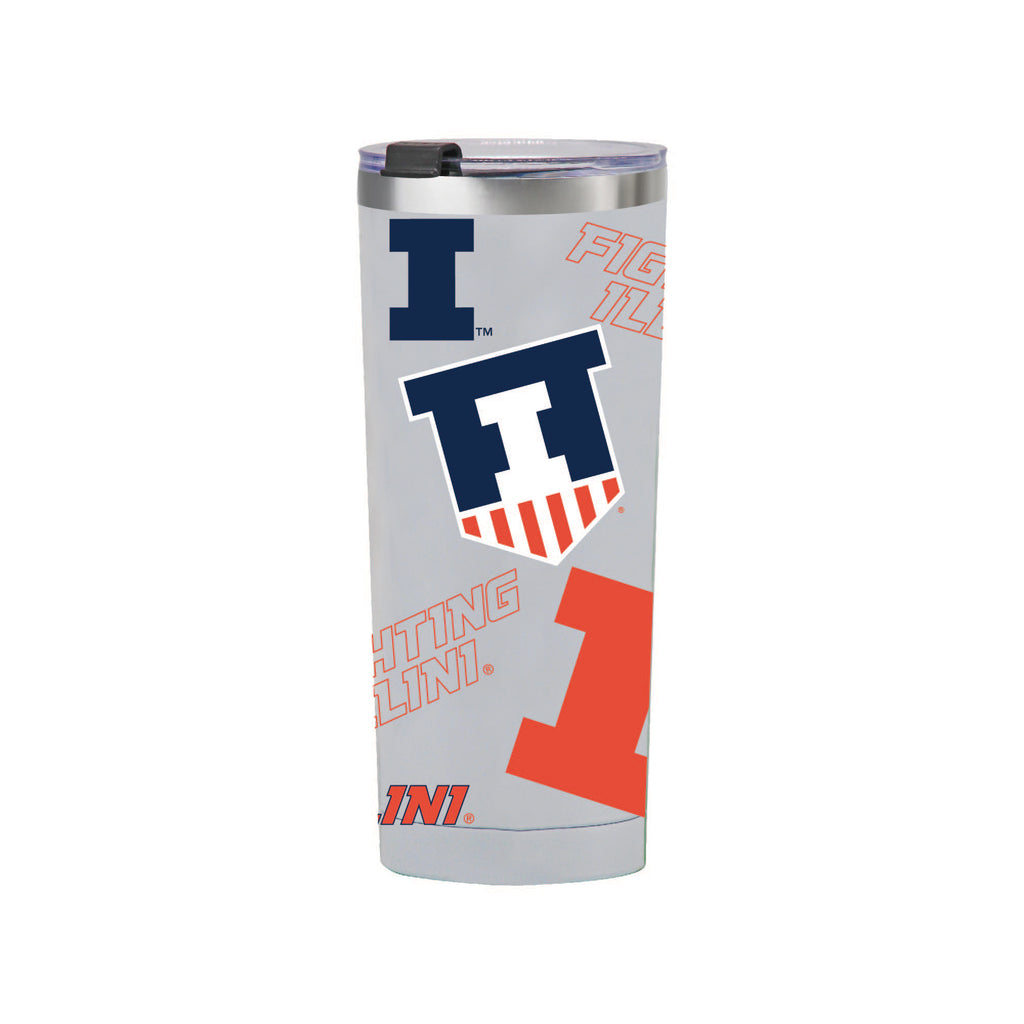 24oz Illinois Fighting Illini Medley Stainless Steel Tumbler