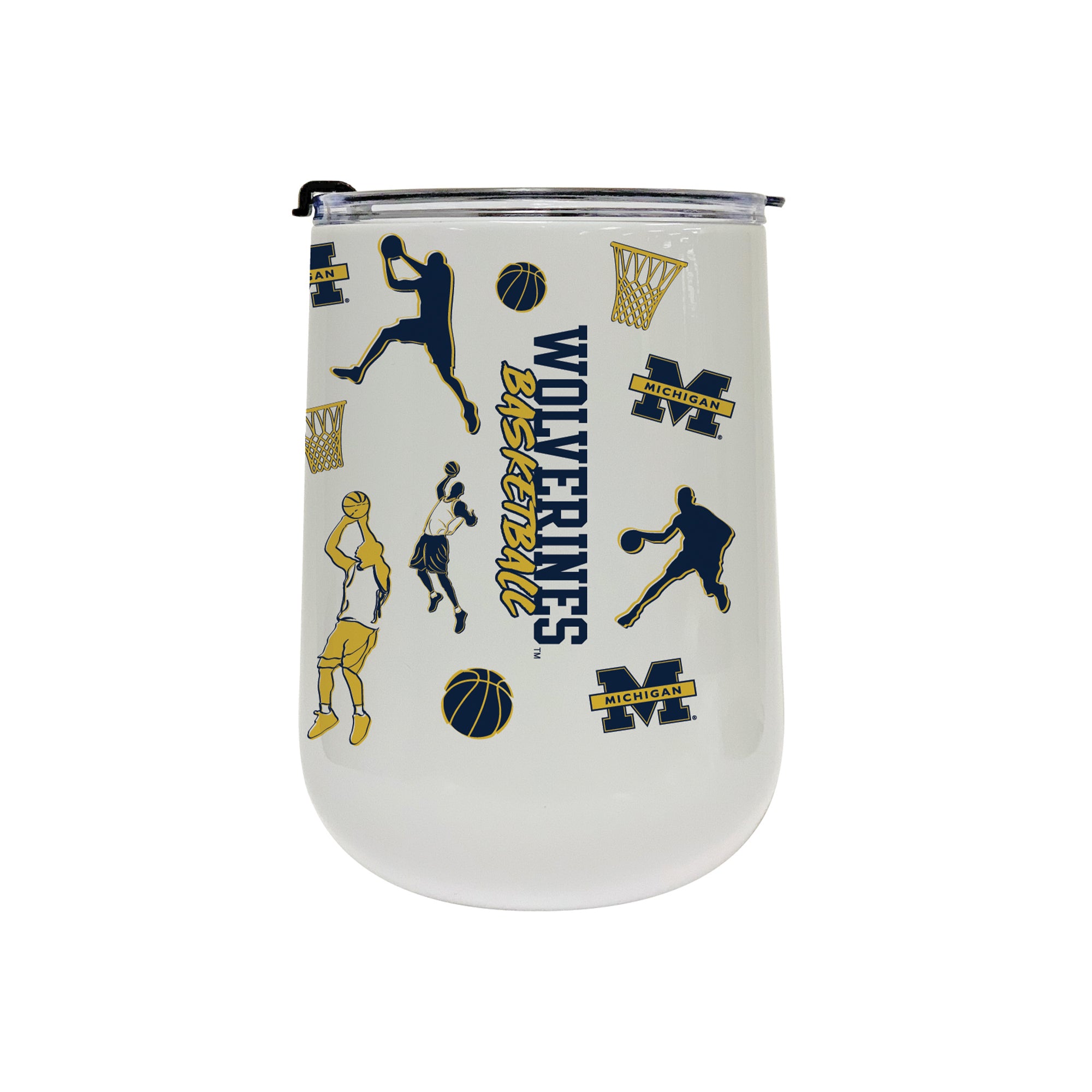 18oz Michigan Wolverines Basketball Sketch Stainless Tumbler