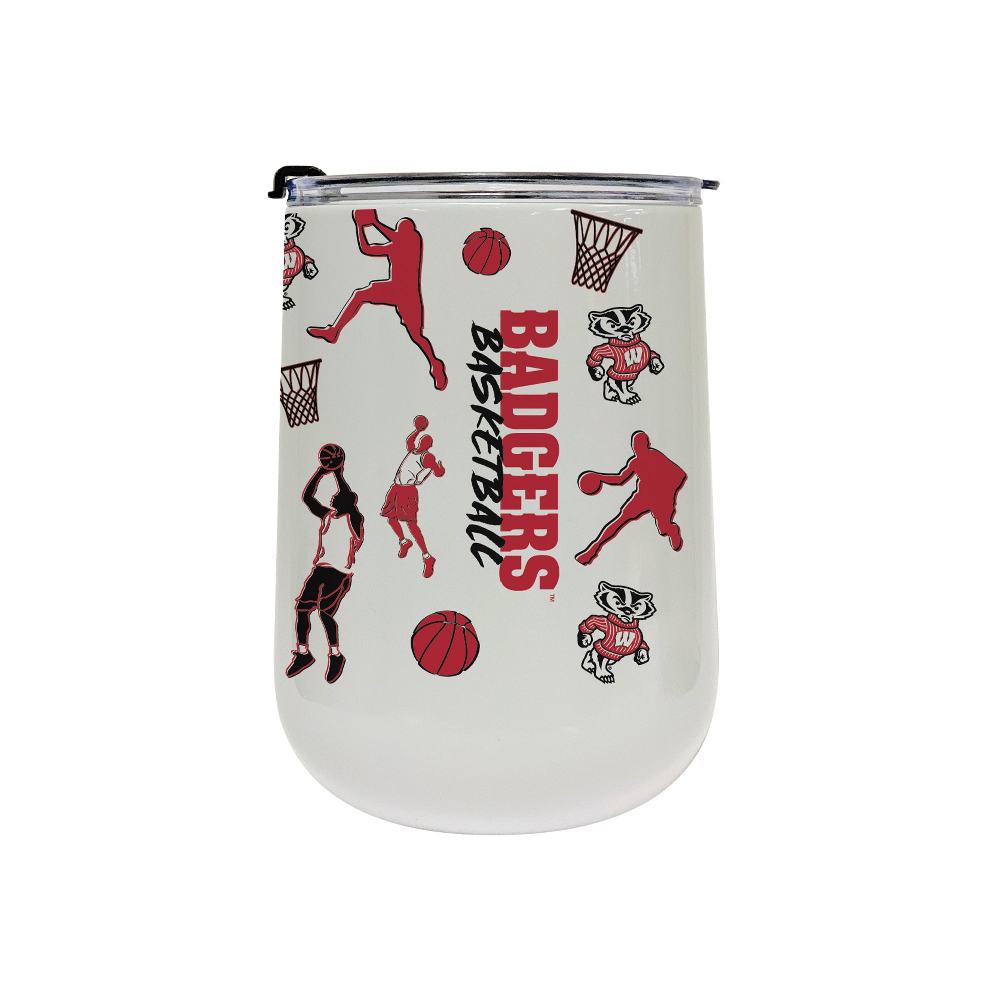18oz Wisconsin Badgers Basketball Sketch Stainless Tumbler
