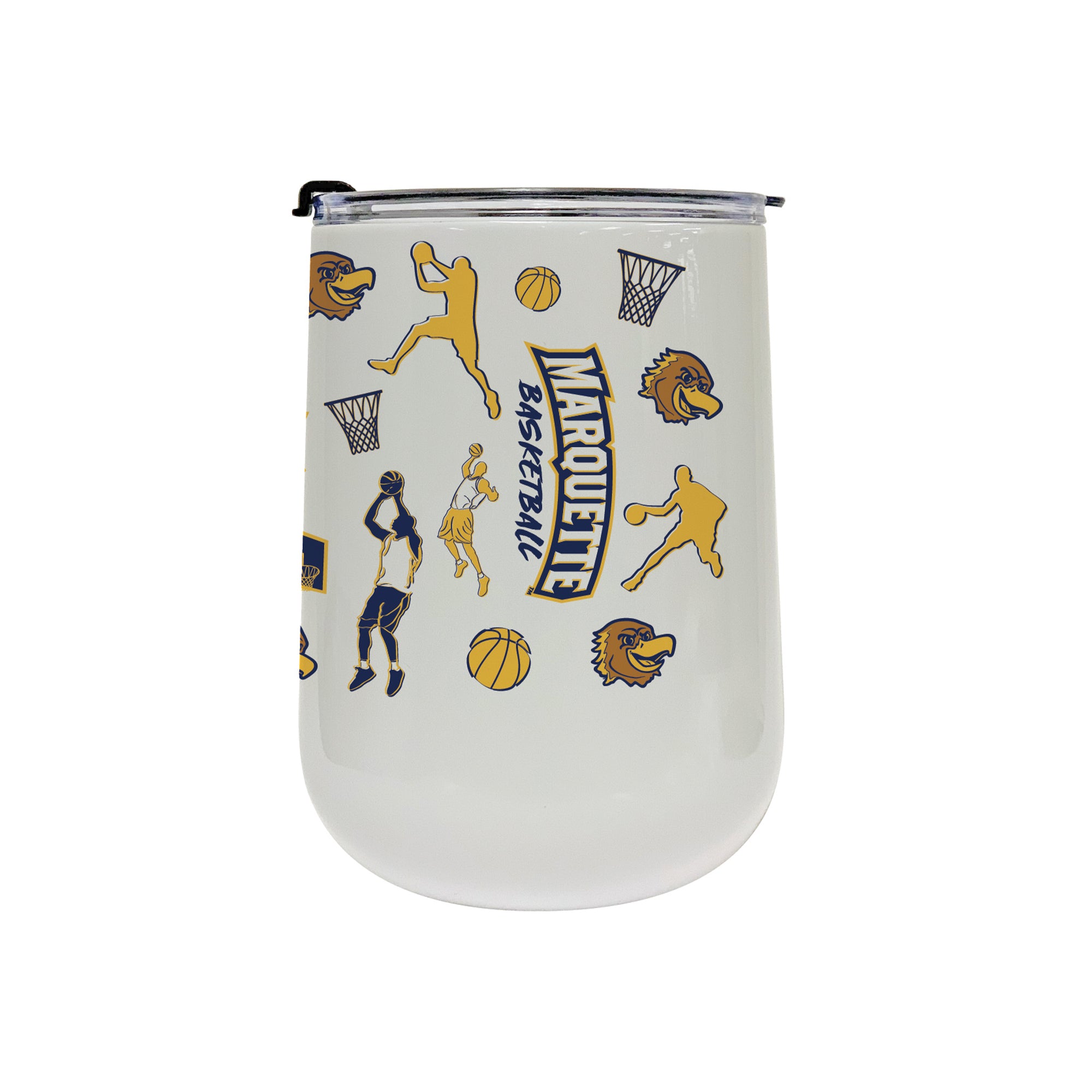 18oz Marquette Golden Eagles Basketball Sketch Stainless Tumbler