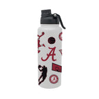 34oz Alabama Crimson Tide Basketball Sketch Aqua Bottle