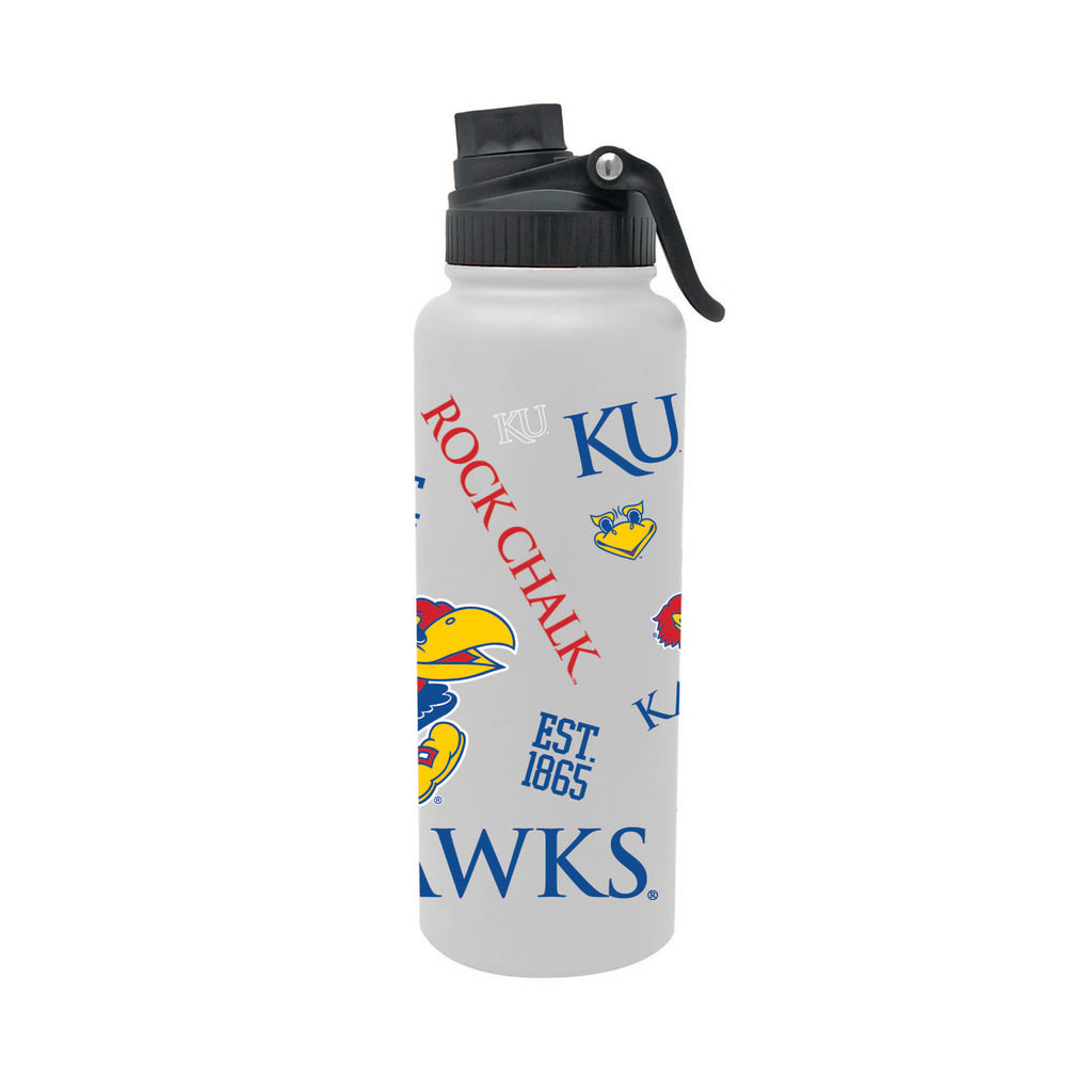 Kansas Jayhawks 34oz Stainless Steel Medley Aqua Bottle