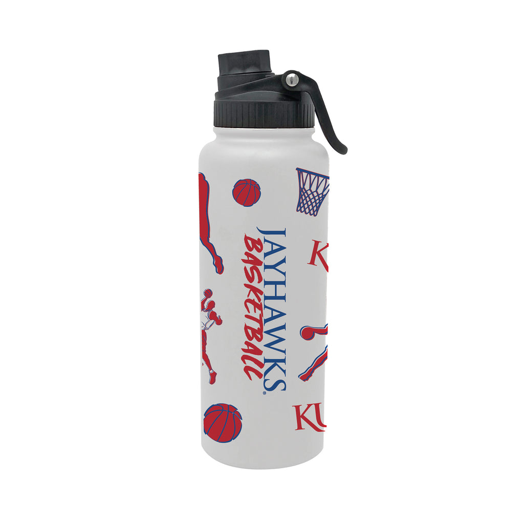 34oz Kansas Jayhawks Basketball Sketch Aqua Bottle