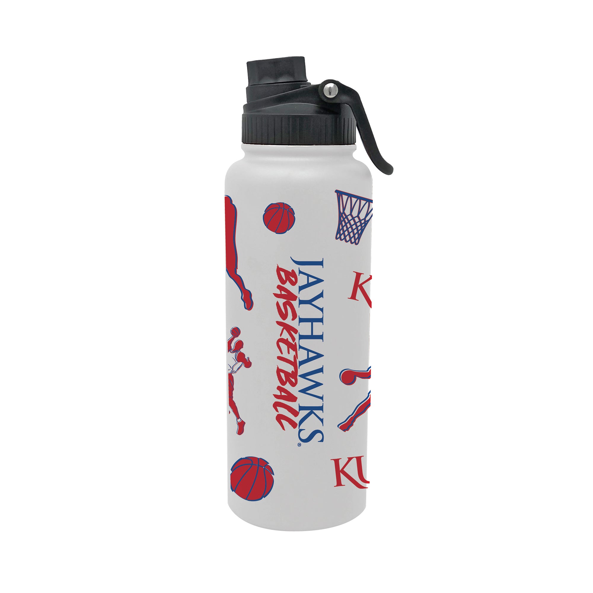 34oz Kansas Jayhawks Basketball Sketch Aqua Bottle