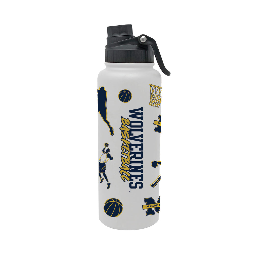 34oz Michigan Wolverines Basketball Sketch Aqua Bottle
