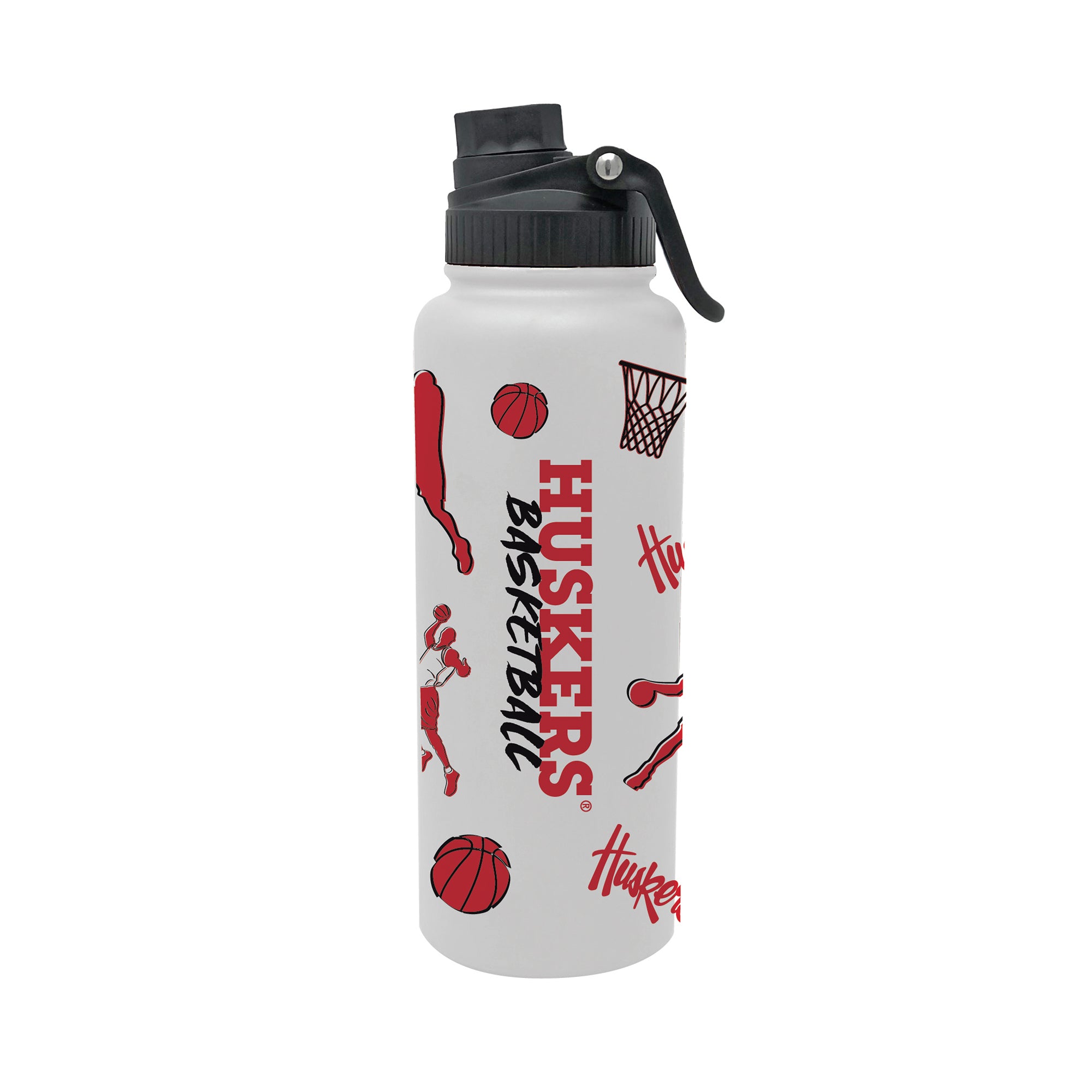 34oz Nebraska Cornhuskers Basketball Sketch Aqua Bottle
