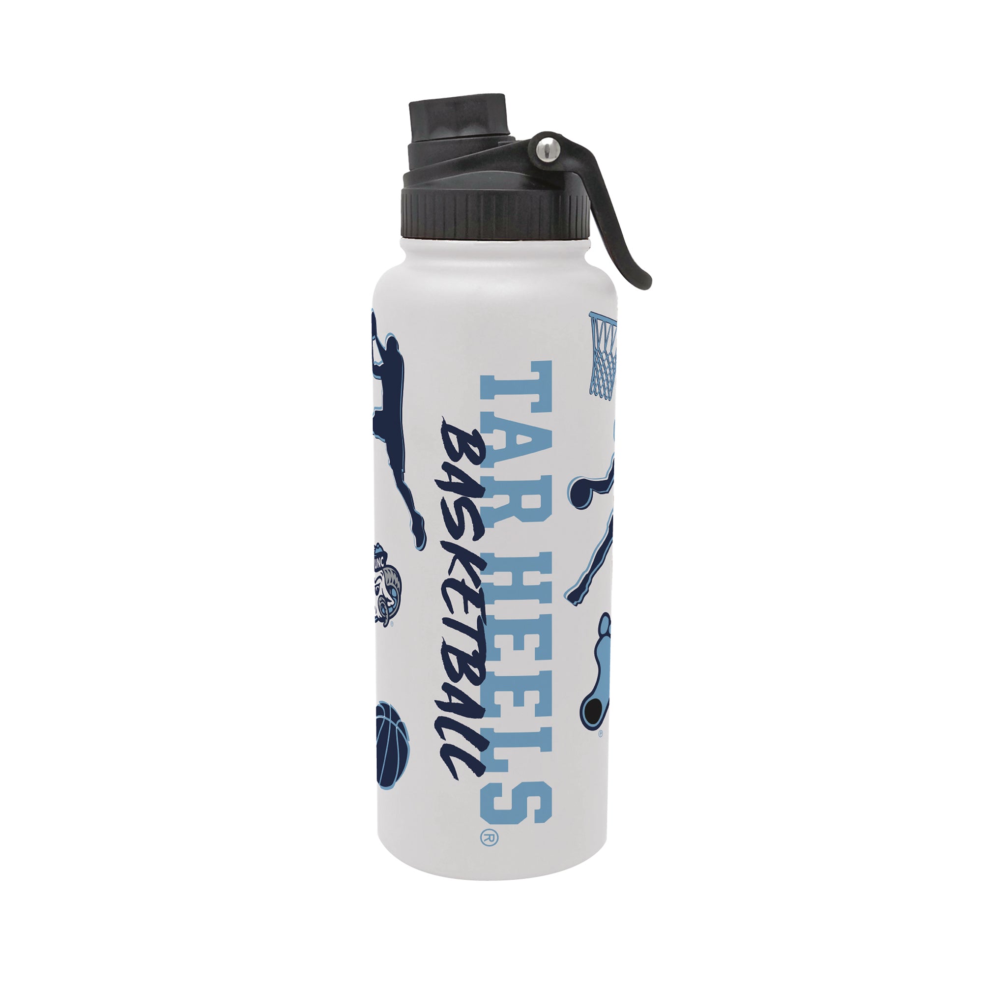 34oz North Carolina Tar Heels Basketball Sketch Aqua Bottle