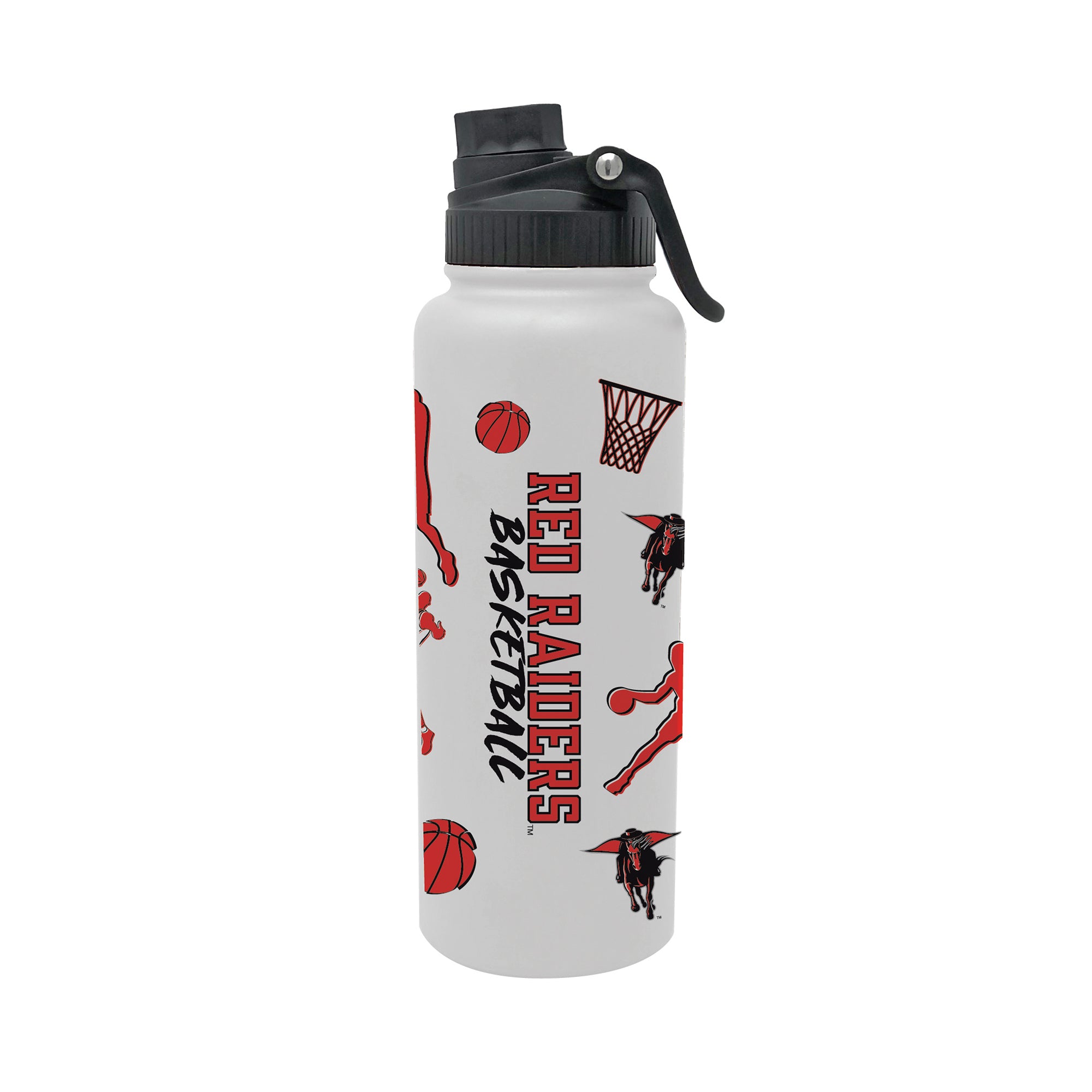 34oz Texas Tech Red Raiders Basketball Sketch Aqua Bottle