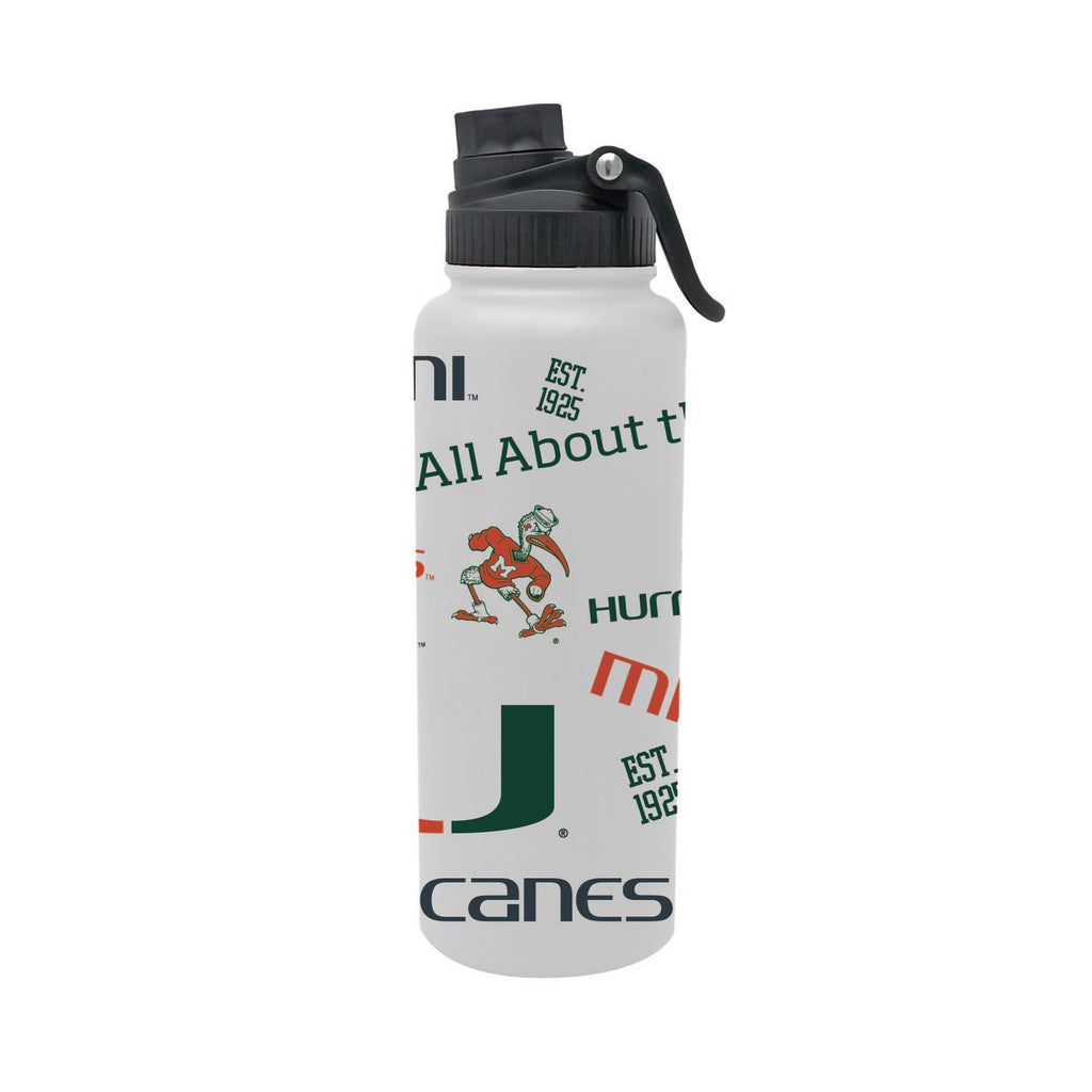 Miami Hurricanes 34oz Stainless Steel Medley Aqua Bottle