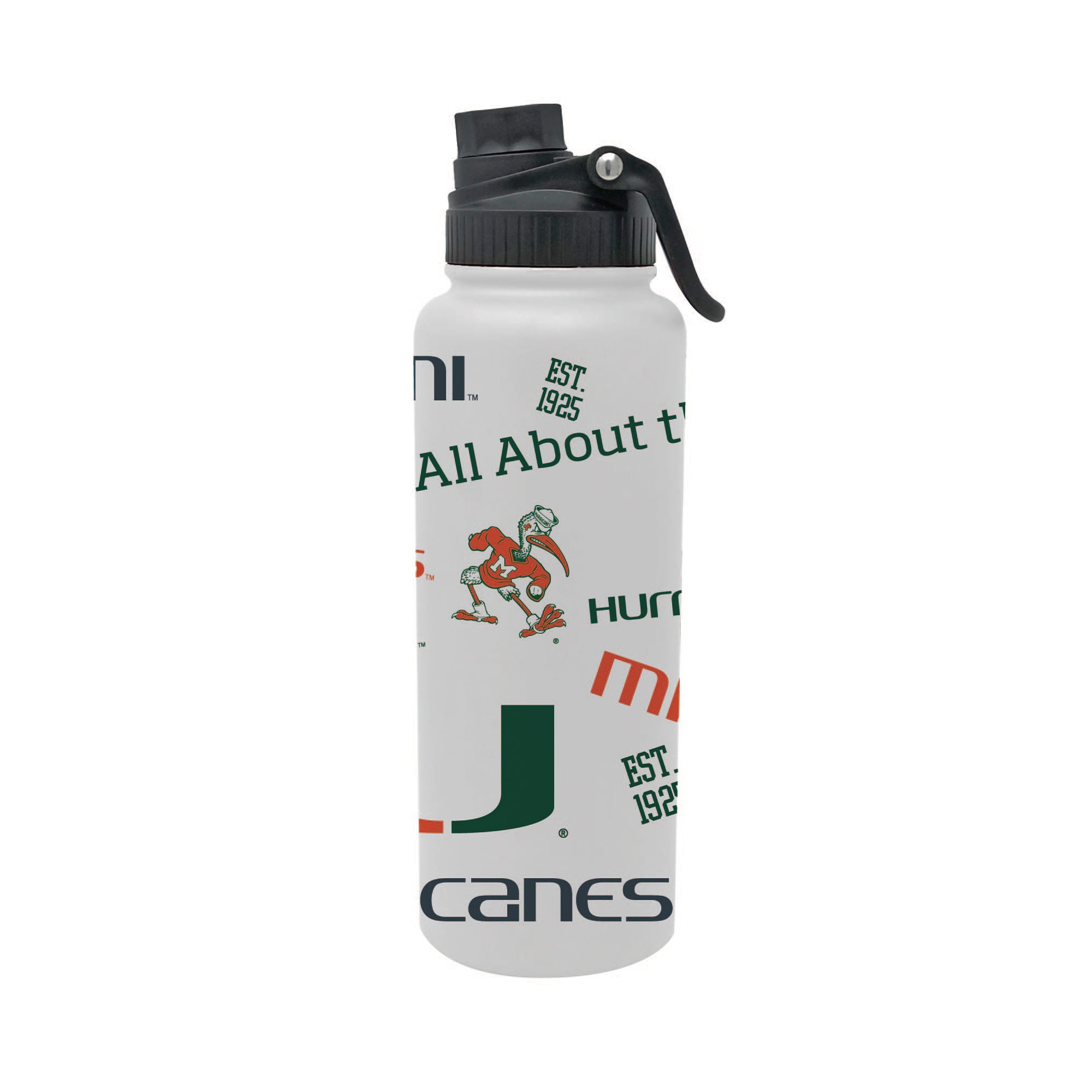 Miami Hurricanes 34oz Stainless Steel Medley Aqua Bottle