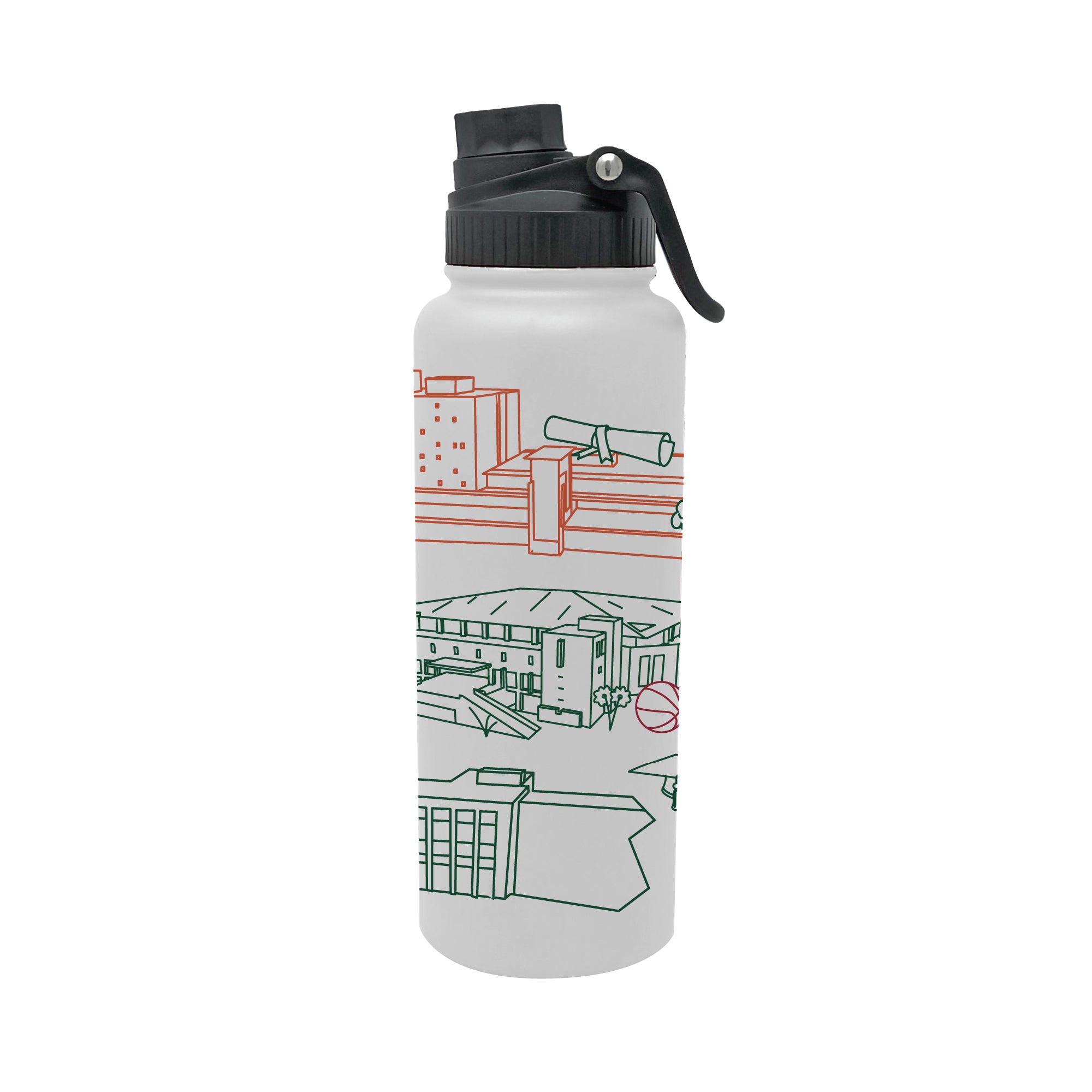 Miami Hurricanes 34oz Campus Line Art Aqua Bottle