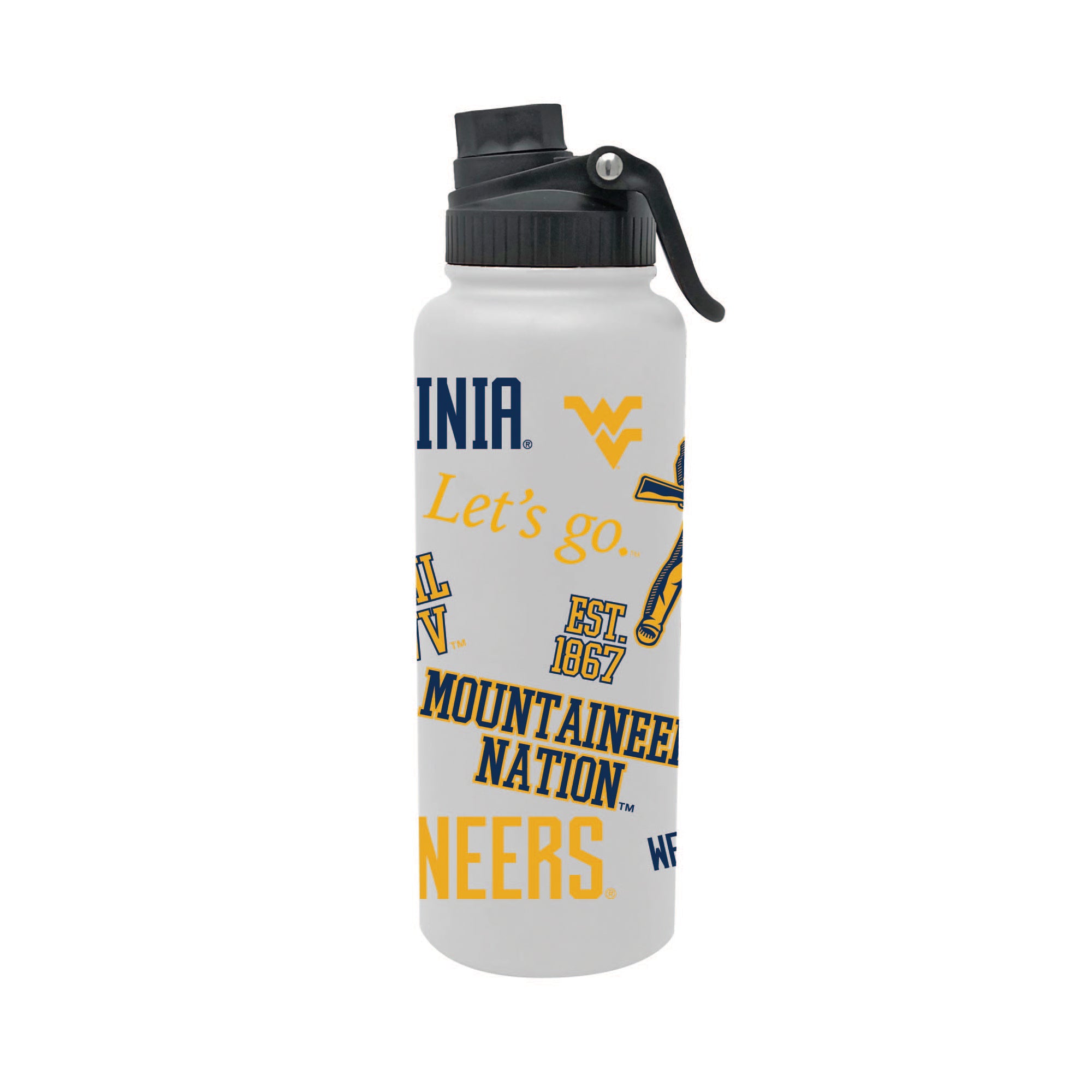 West Virginia Mountaineers 34oz Stainless Steel Medley Aqua Bottle