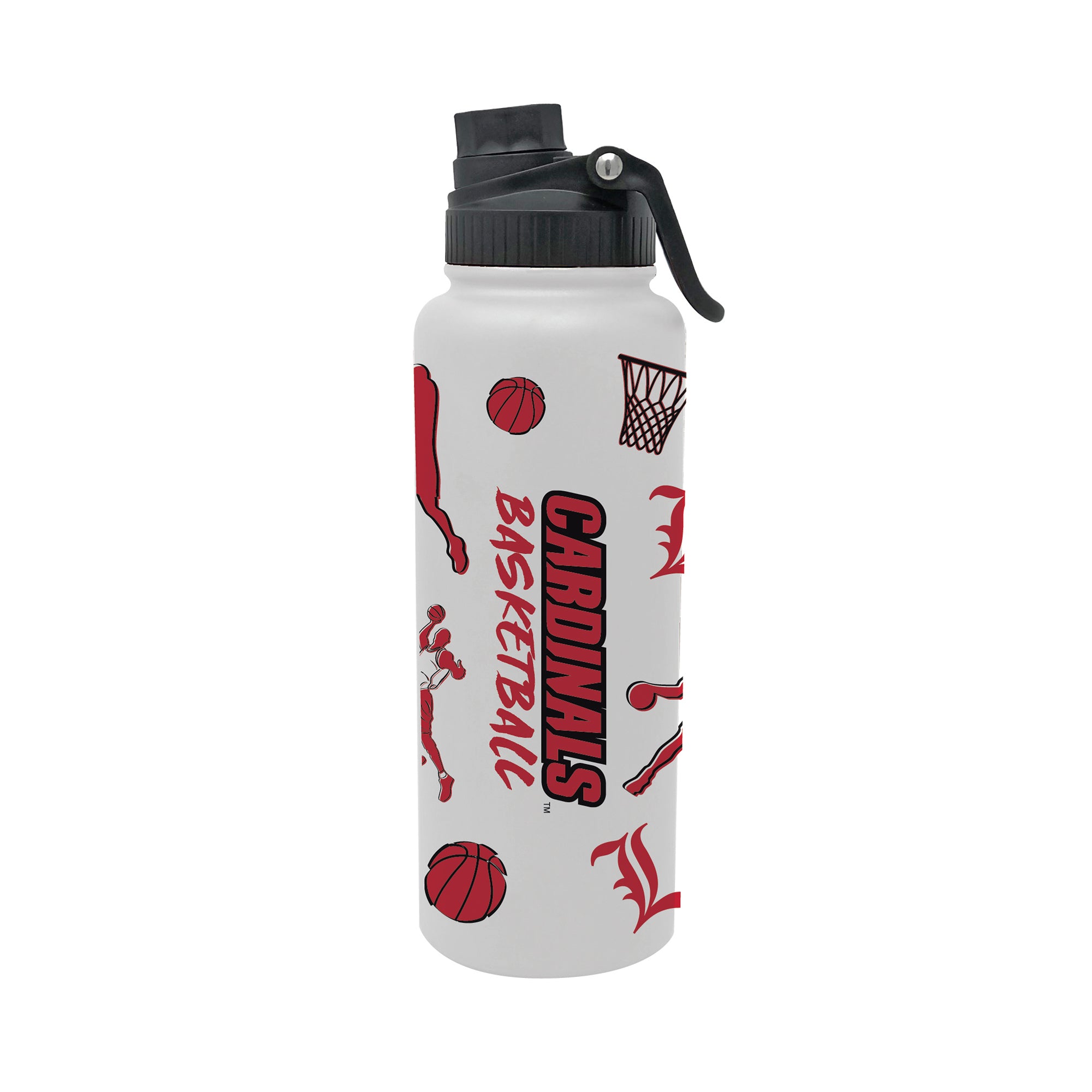 34oz Louisville Cardinals Basketball Sketch Aqua Bottle
