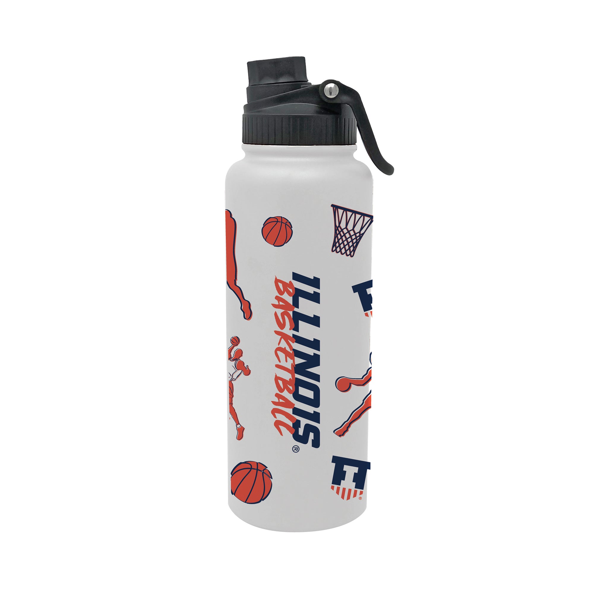 34oz Illinois Fighting Illini Basketball Sketch Aqua Bottle