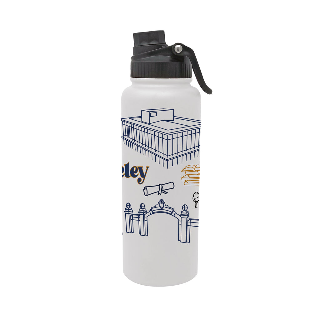 Cal Berkley 34oz Campus Line Art Aqua Bottle