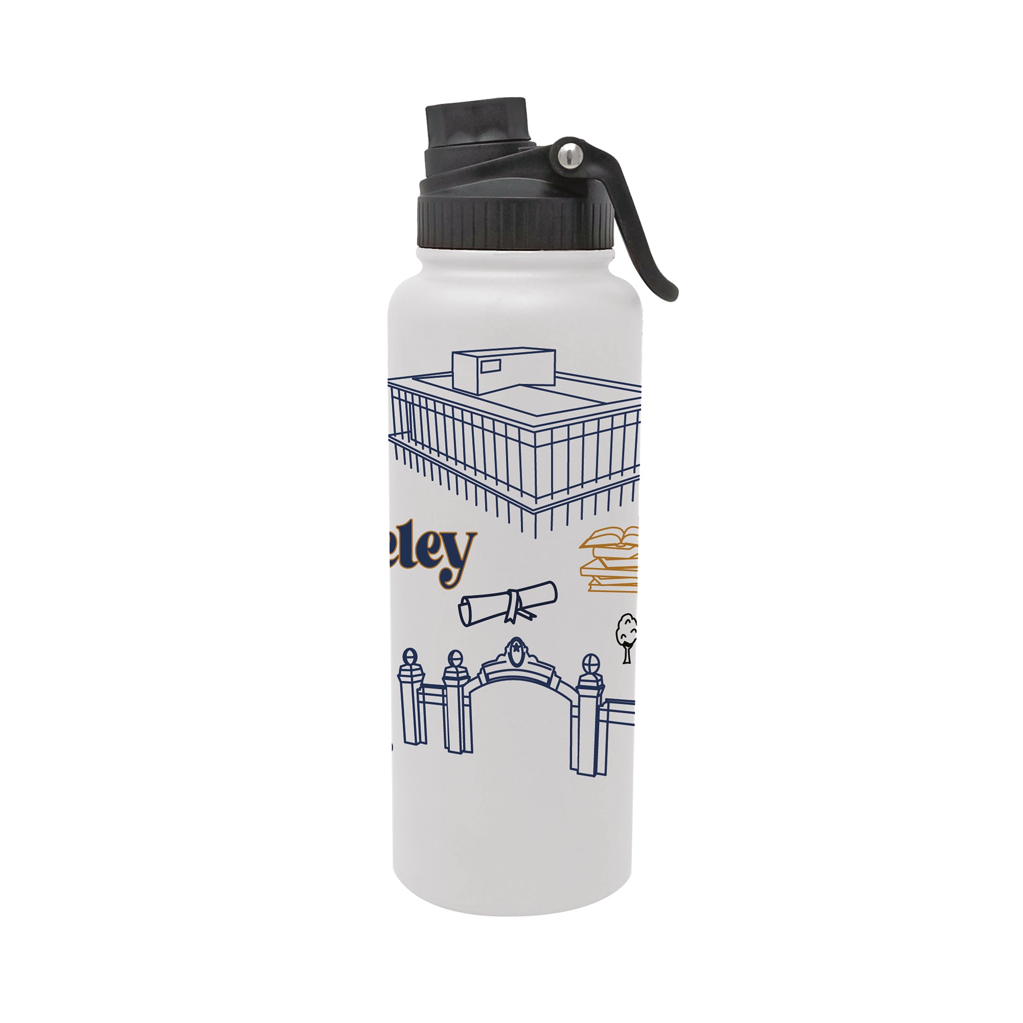 Cal Berkley 34oz Campus Line Art Aqua Bottle