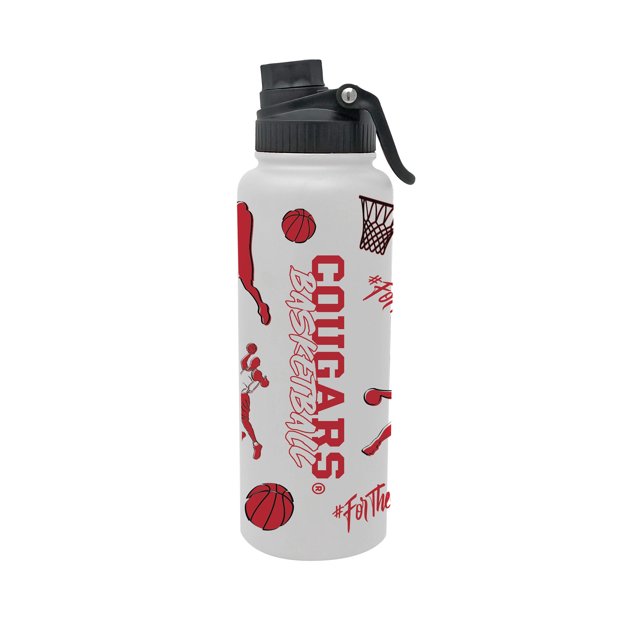 34oz Houston Cougars Basketball Sketch Aqua Bottle