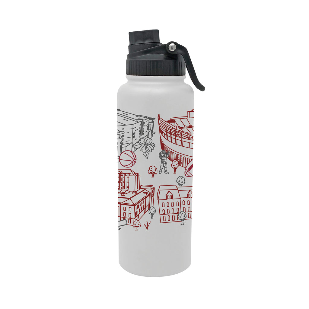 Ohio State Buckeyes 34oz Campus Line Art Aqua Bottle