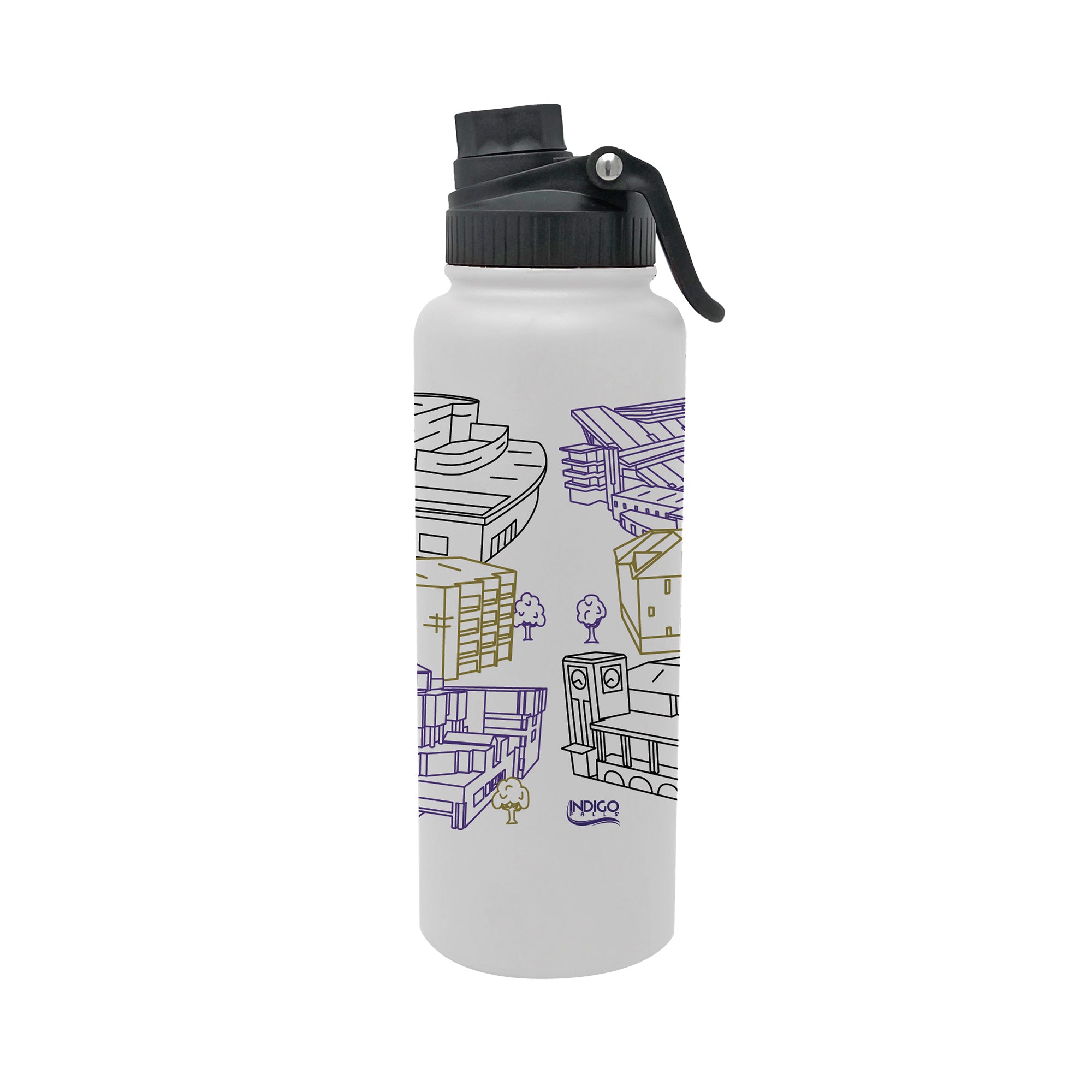 James Madison Dukes 34oz Campus Line Art Aqua Bottle