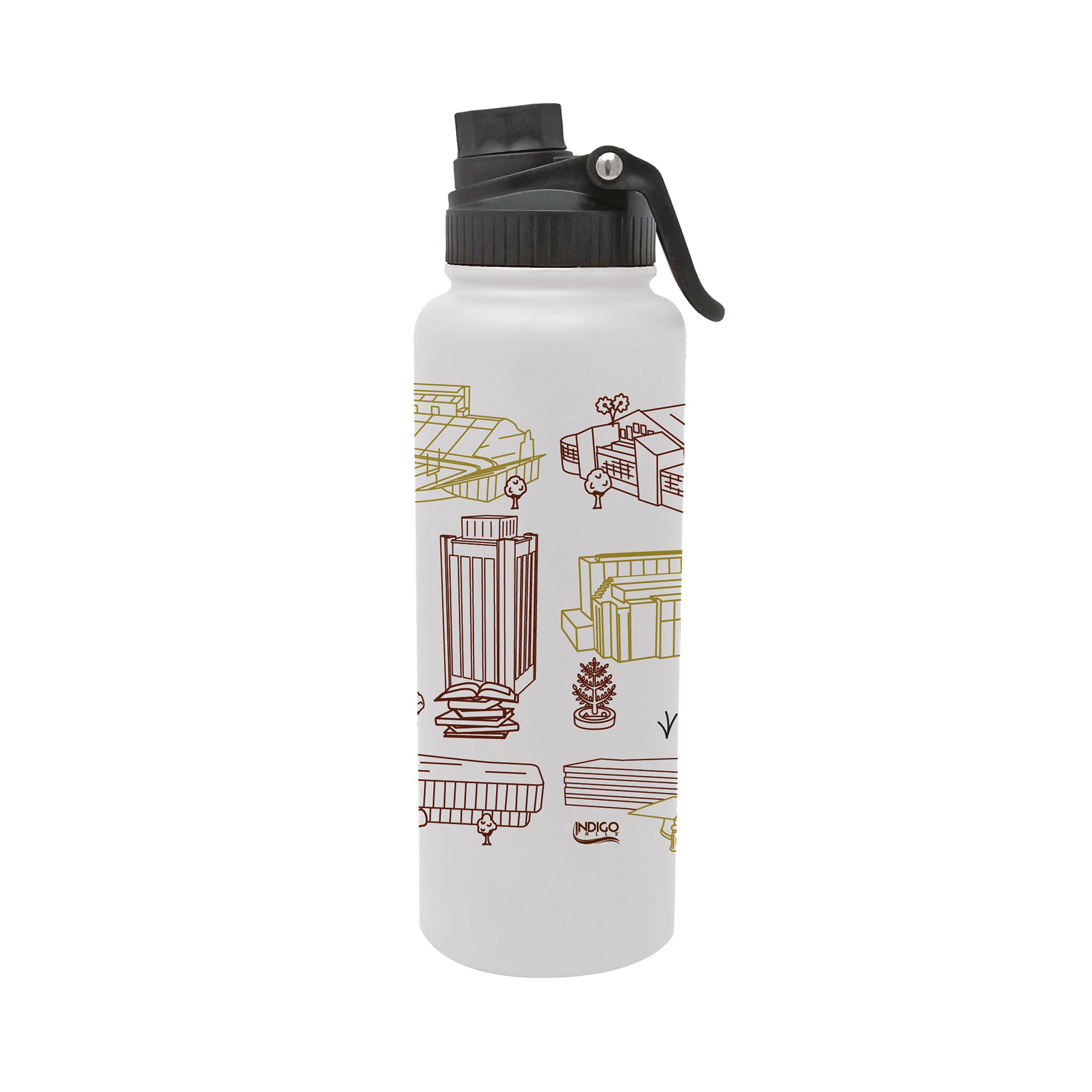 Western Michigan 34oz Campus Line Art Aqua Bottle