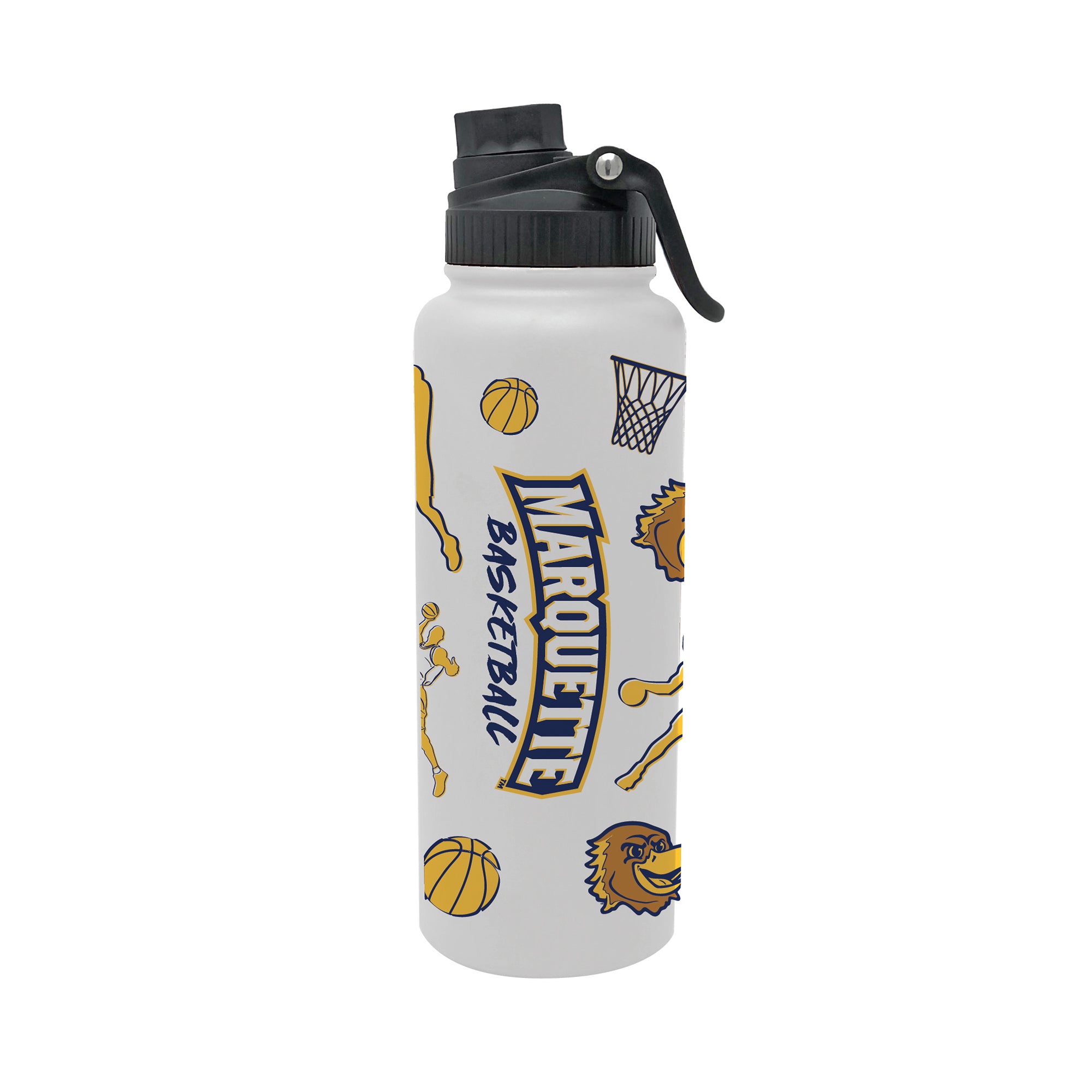 34oz Marquette Golden Eagles Basketball Sketch Aqua Bottle