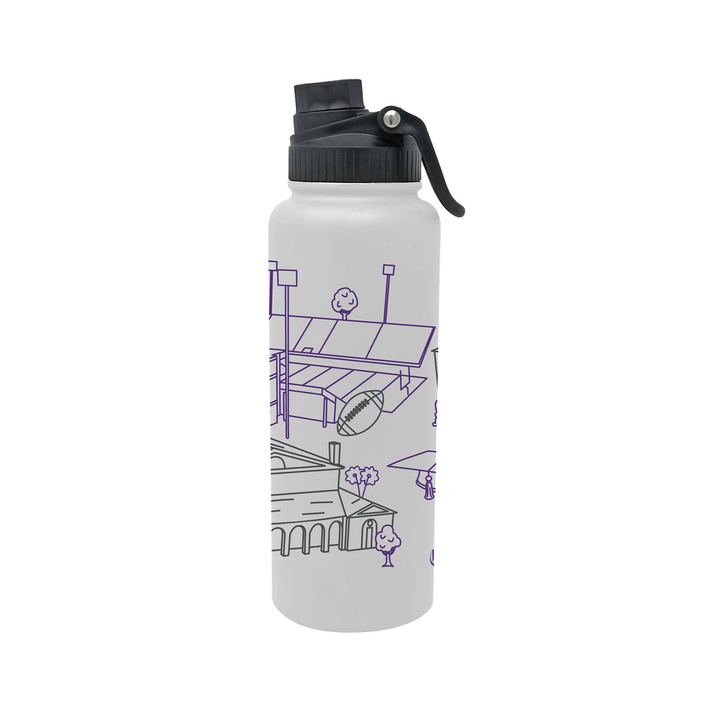 Furman Paladins 34oz Campus Line Art Aqua Bottle