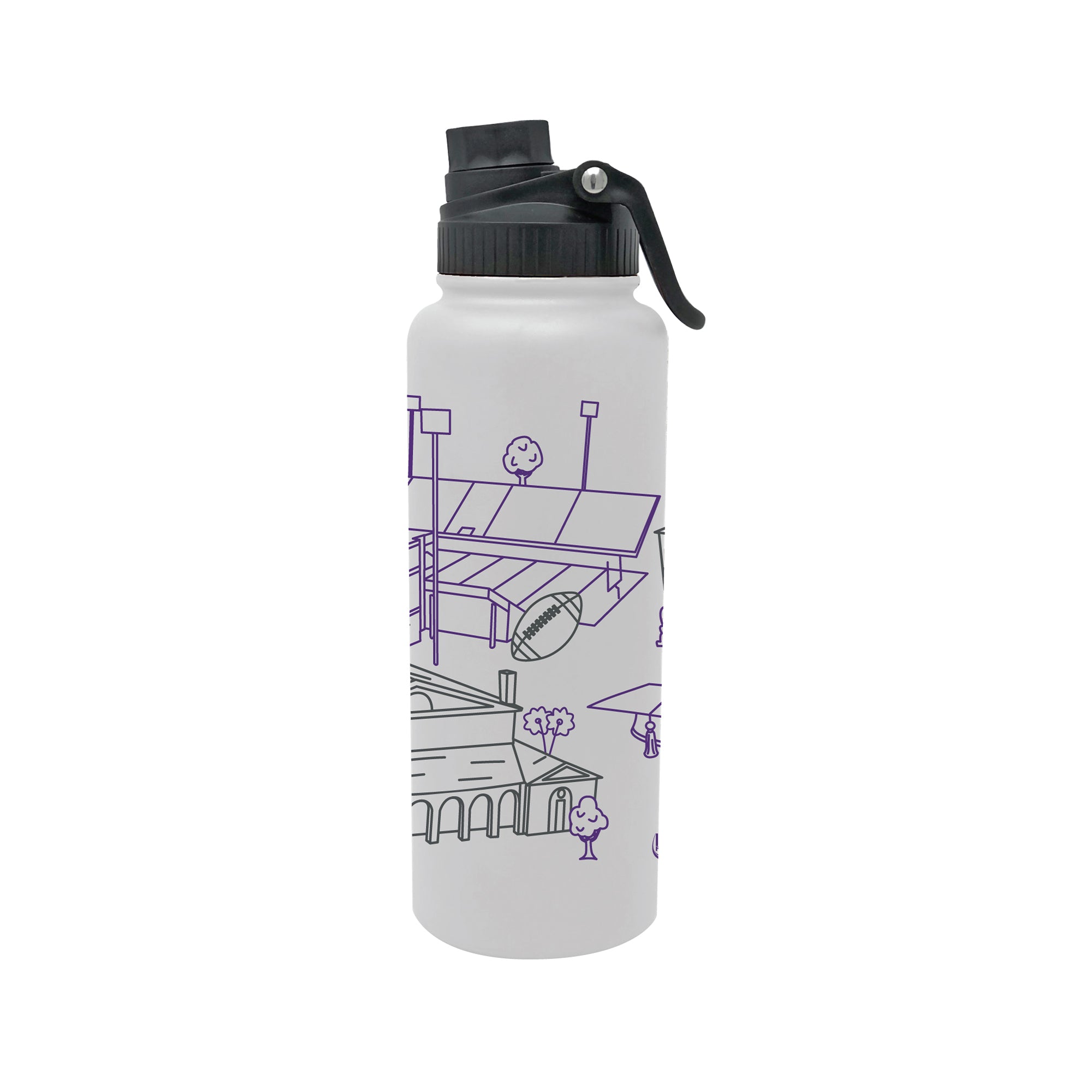 Furman Paladins 34oz Campus Line Art Aqua Bottle