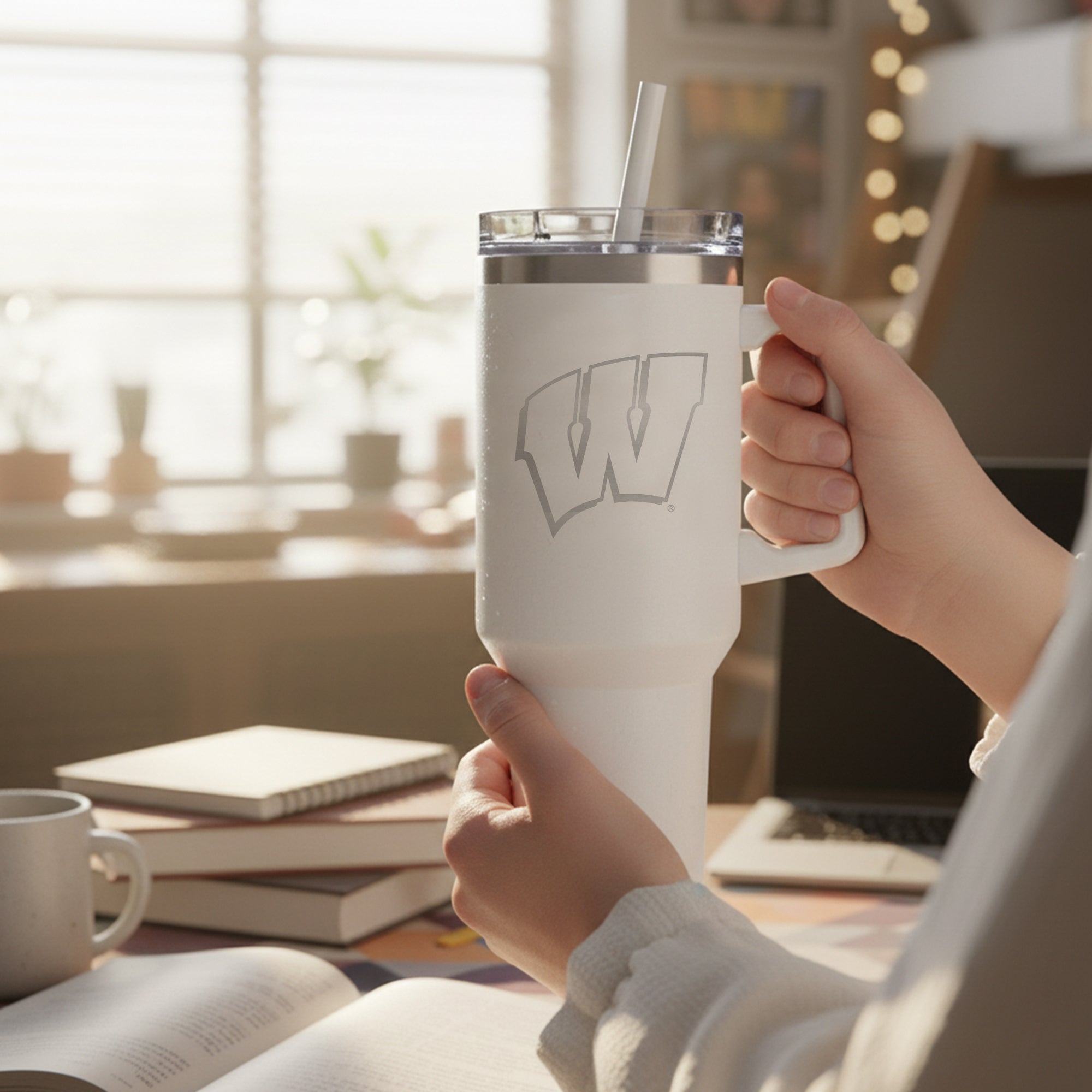 40oz Wisconsin Badger Laser Etch Rocky Tumbler with Handle
