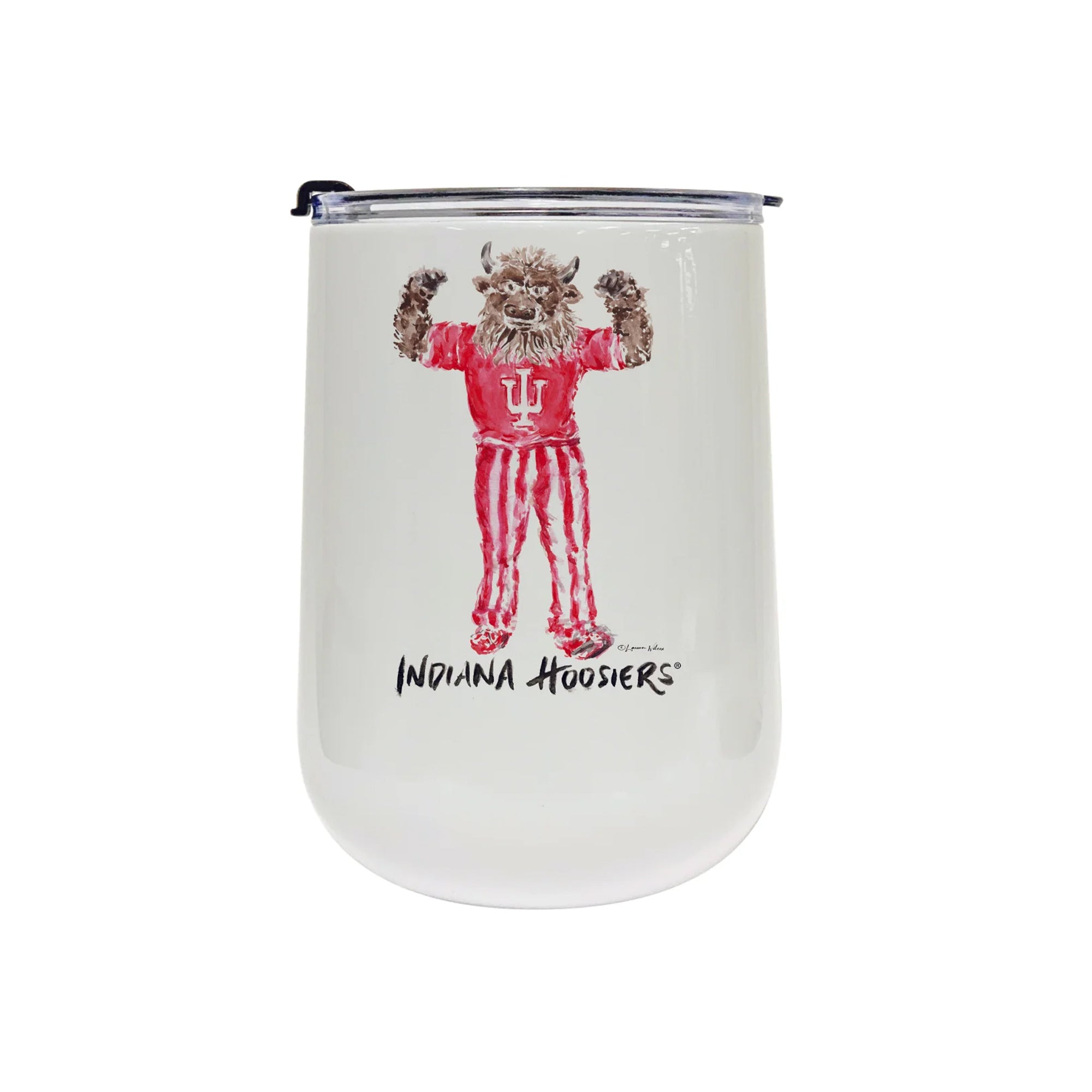 Indiana Hoosiers Mascot by Laura Wilcox 18oz Tumbler