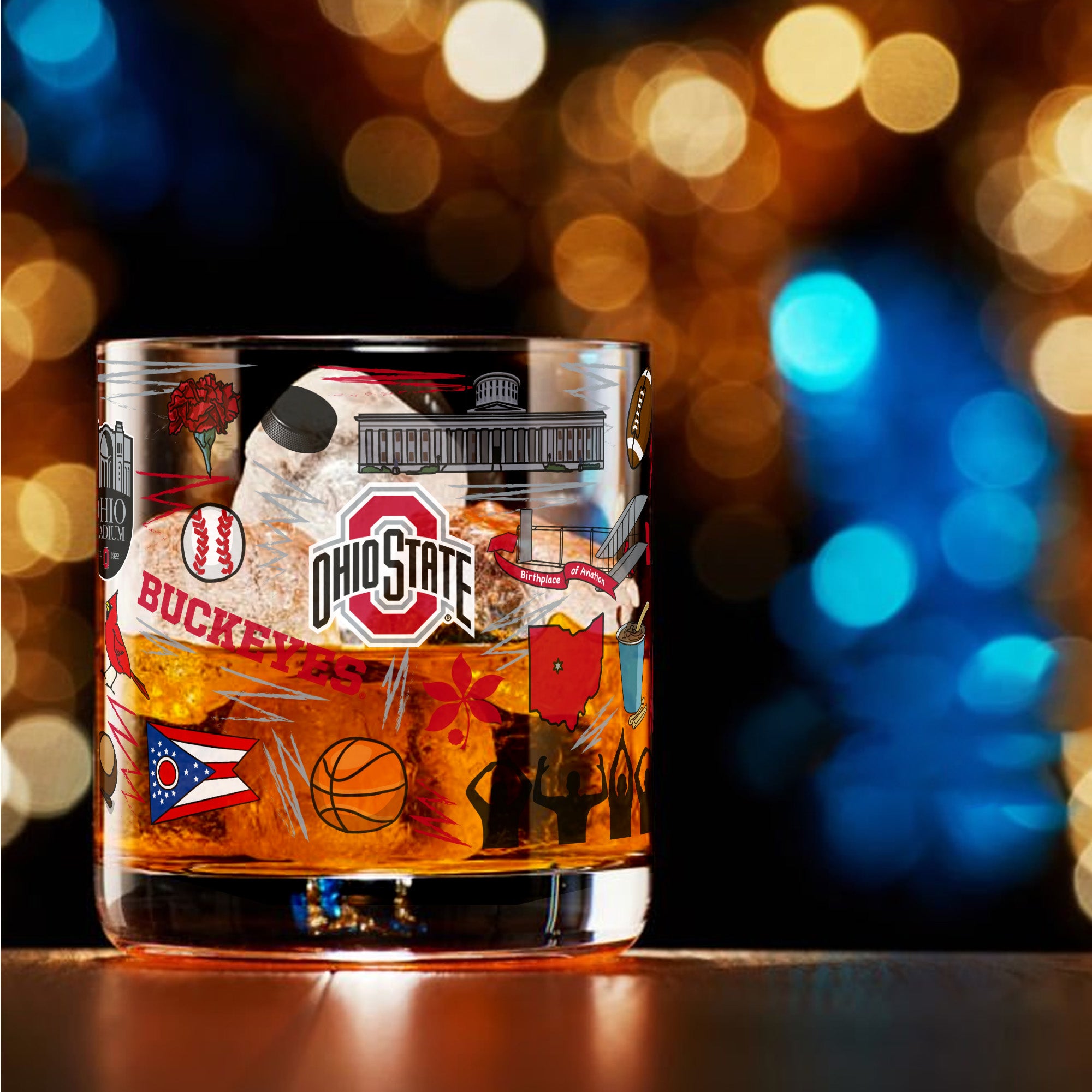 Set of 2 Ohio State Buckeyes 14oz Local Rocks Glasses