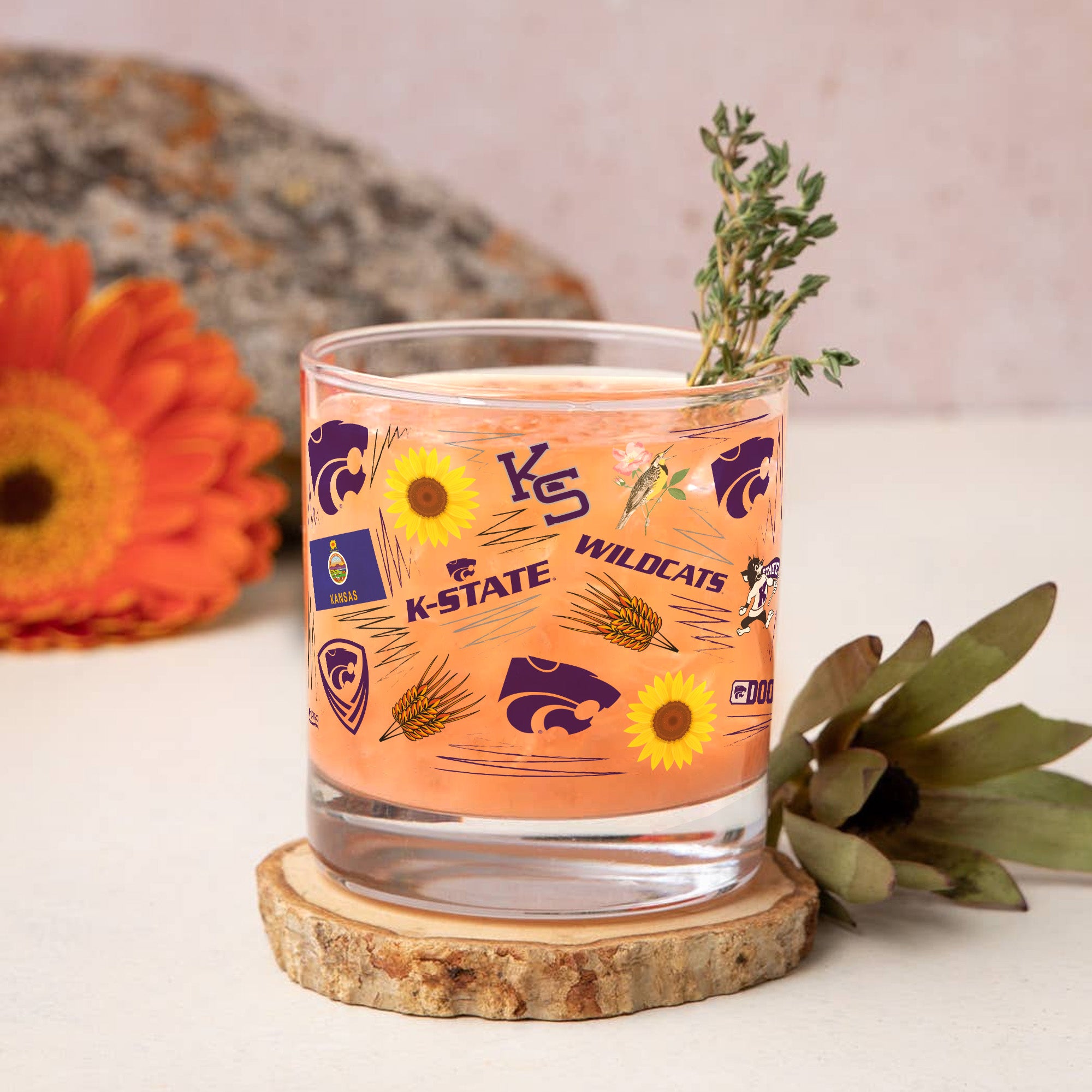 Set of 2 K-State Wildcats 14oz Local Rocks Glasses