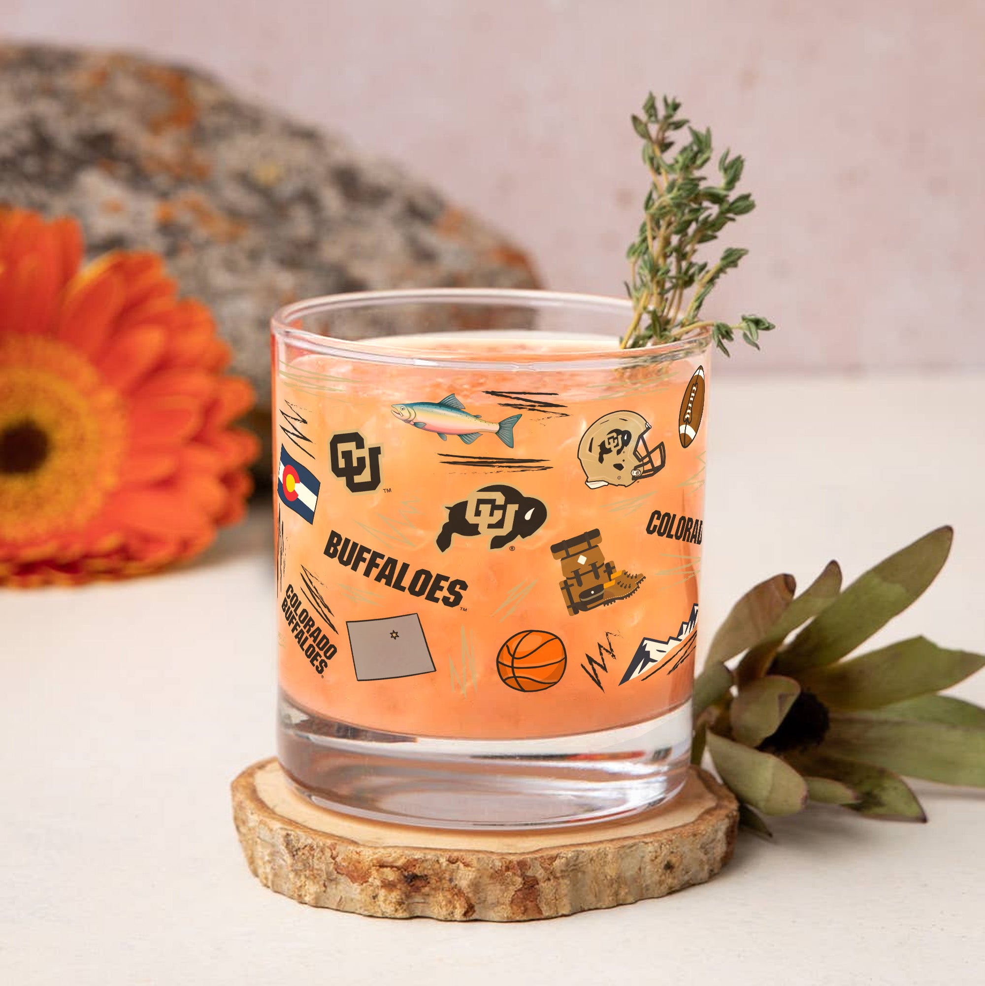 Set of 2 Colorado Buffaloes 14oz Local Rocks Glasses