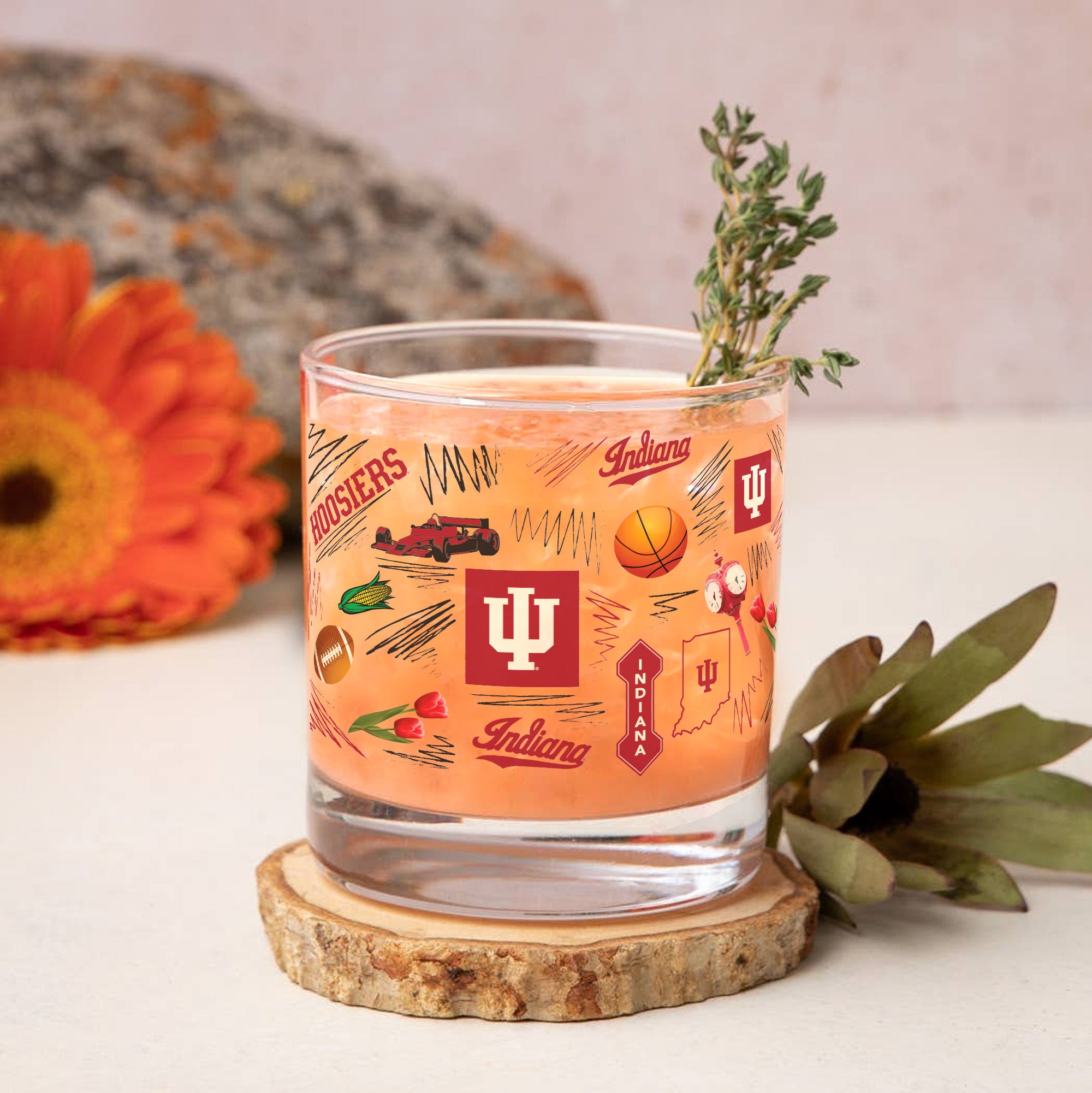 Set of 2 Indiana Hoosiers 14oz Local Rocks Glasses