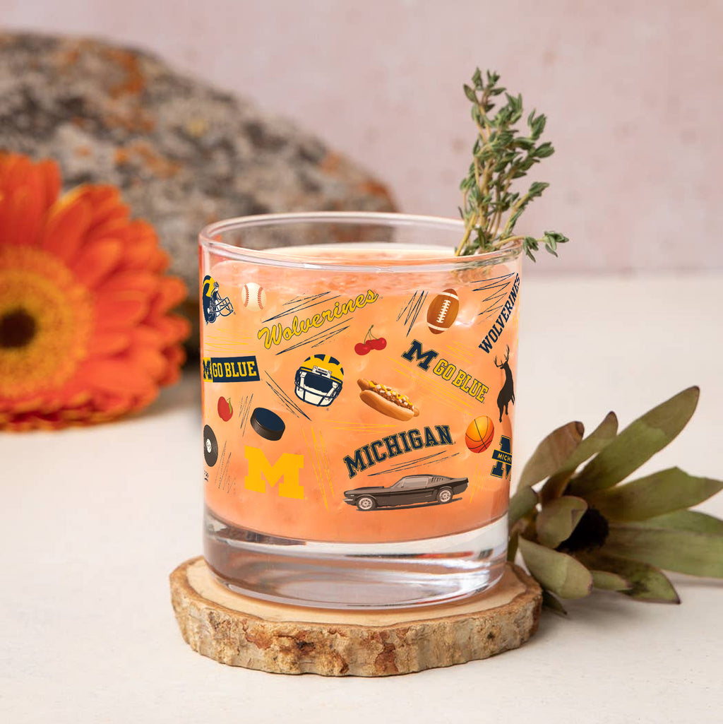 Set of 2 Michigan Wolverines 14oz Local Rocks Glasses