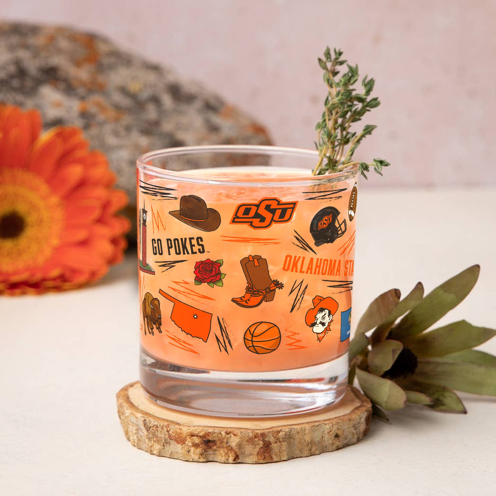 Set of 2 Oklahoma State Cowboys 14oz Local Rocks Glasses