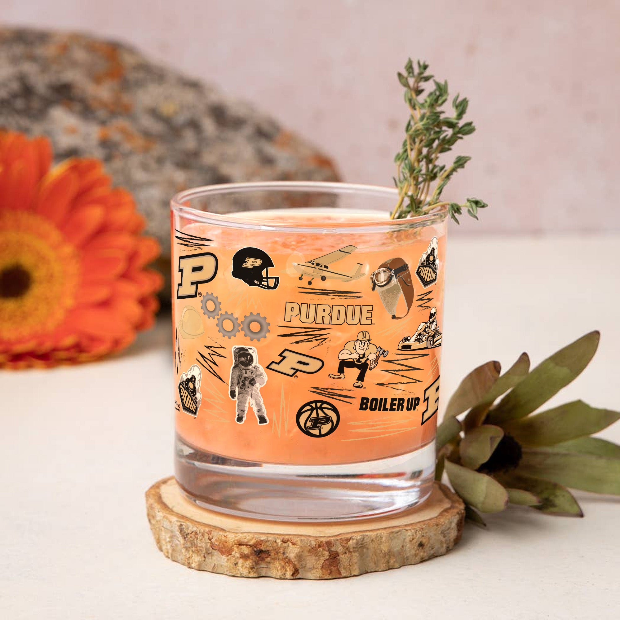 Set of 2 Purdue Boilermakers 14oz Local Rocks Glasses