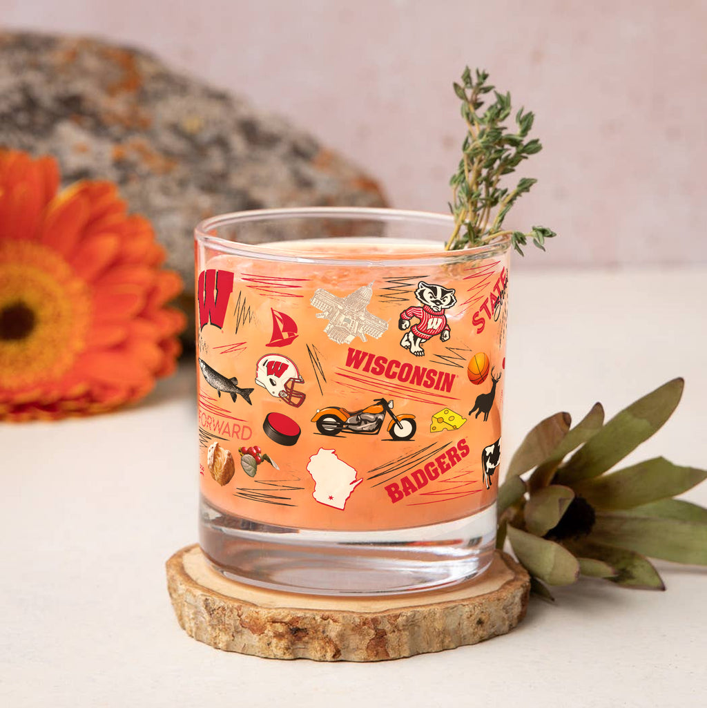 Set of 2 Wisconsin Badgers 14oz Local Rocks Glasses