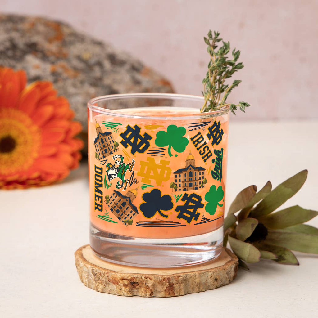 Set of 2 Notre Dame Fighting Irish 14oz Local Rocks Glasses