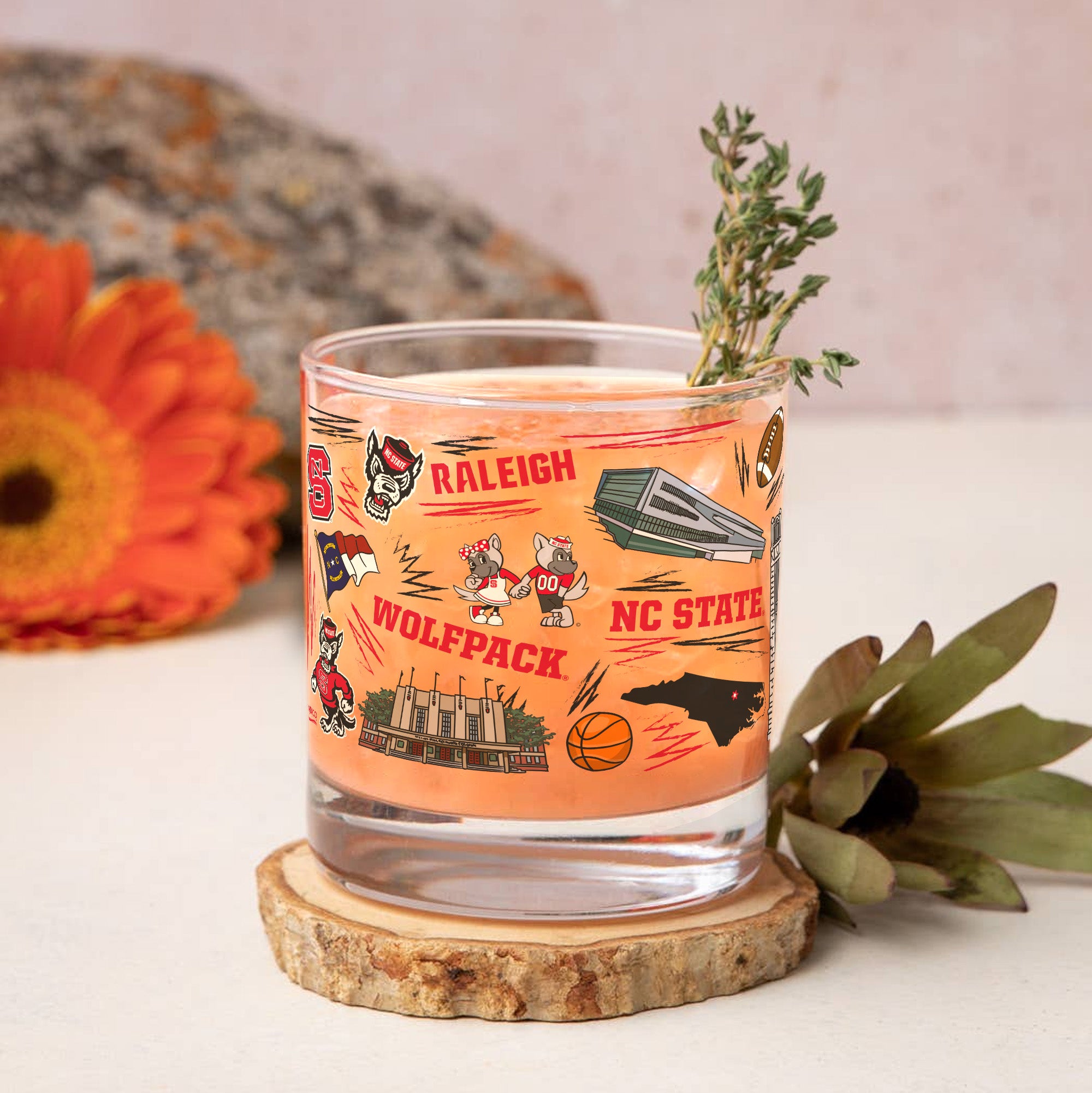 Set of 2 NC State Wolfpack 14oz Local Rocks Glasses