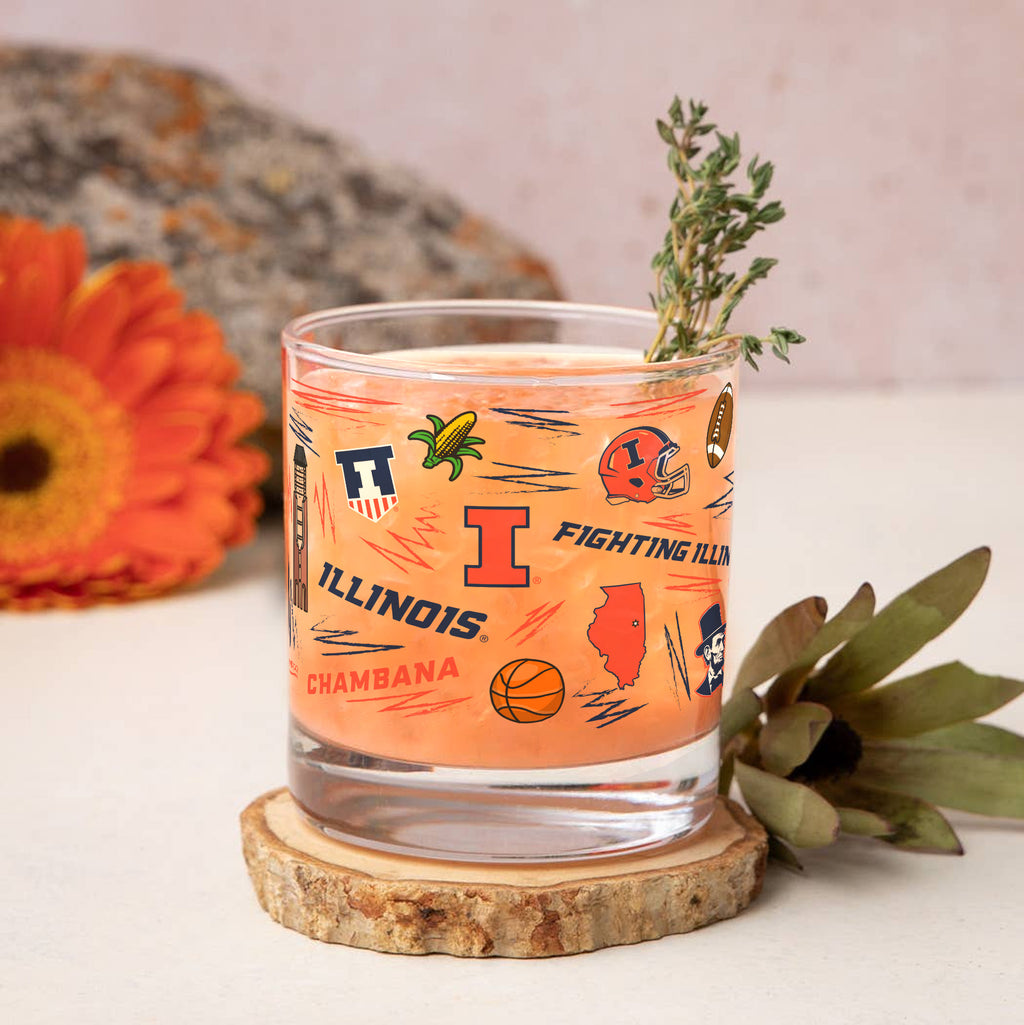 Set of 2 Illinois Fighting Illini 14oz Local Rocks Glasses