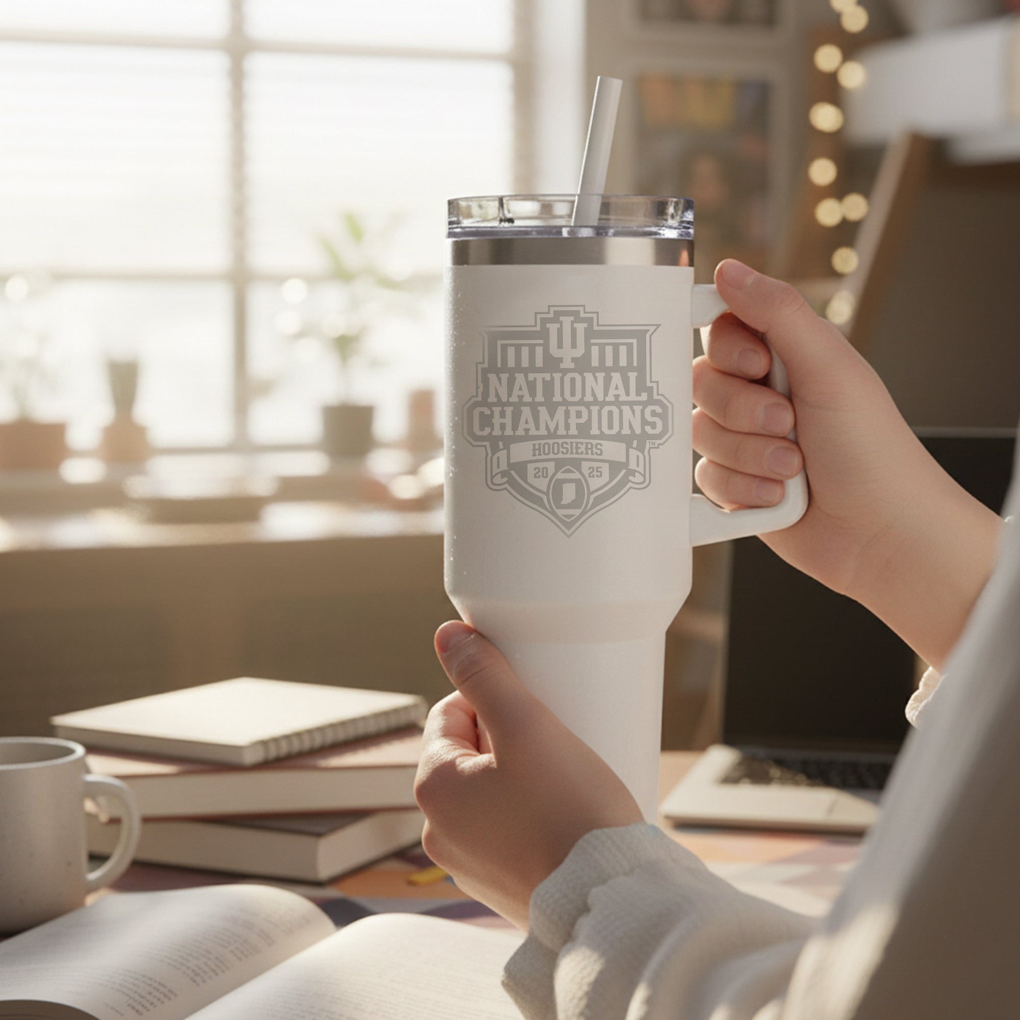 2025 CFP Football National Champions Indiana Hoosiers 40oz Laser Etch Rocky Tumbler