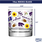 Set of 2 K-State Wildcats 14oz Local Rocks Glasses